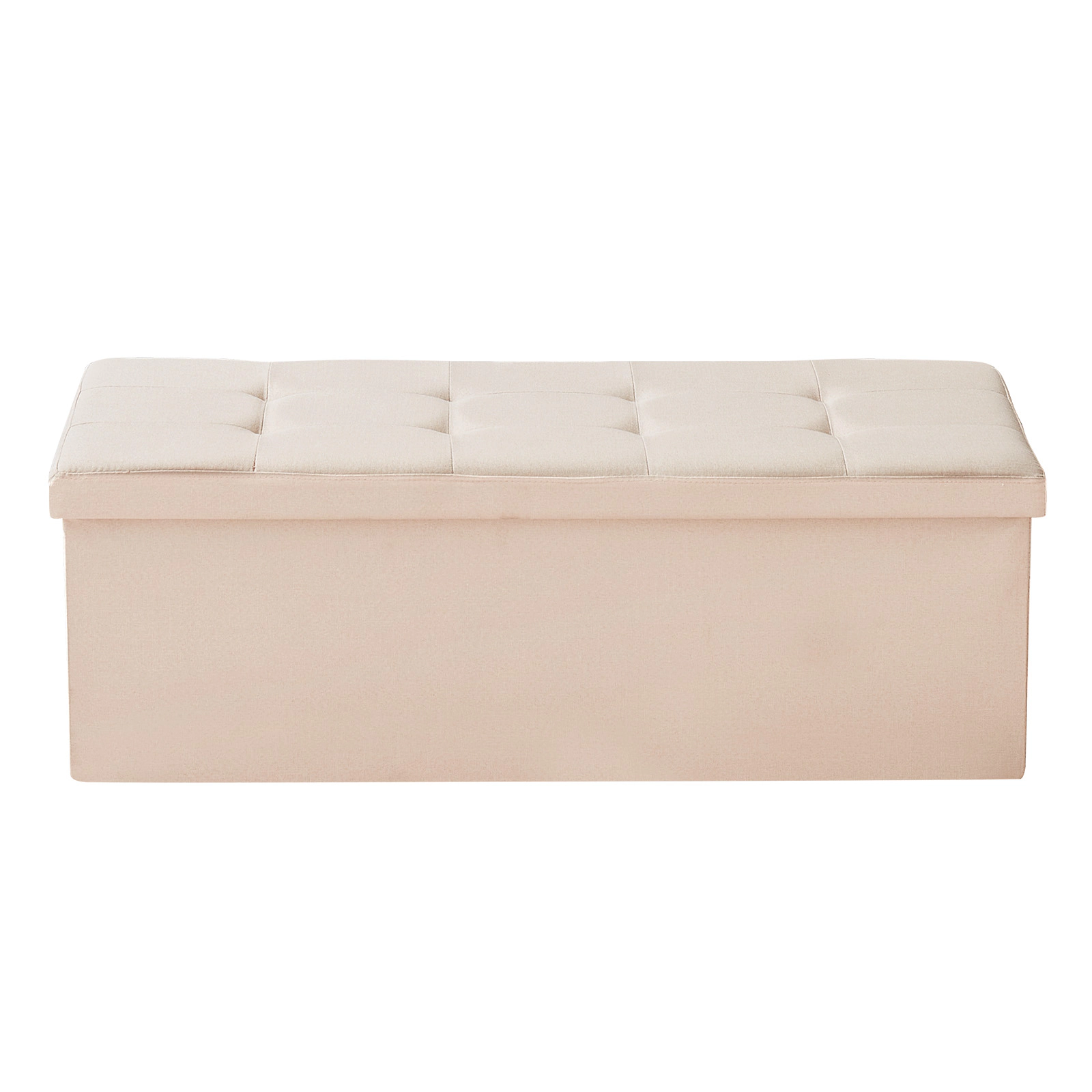 HONGGE Foldable Storage Ottoman Bench End of Bed Bench with Side Bags Folding Upholstered Storage Chest Supports 660