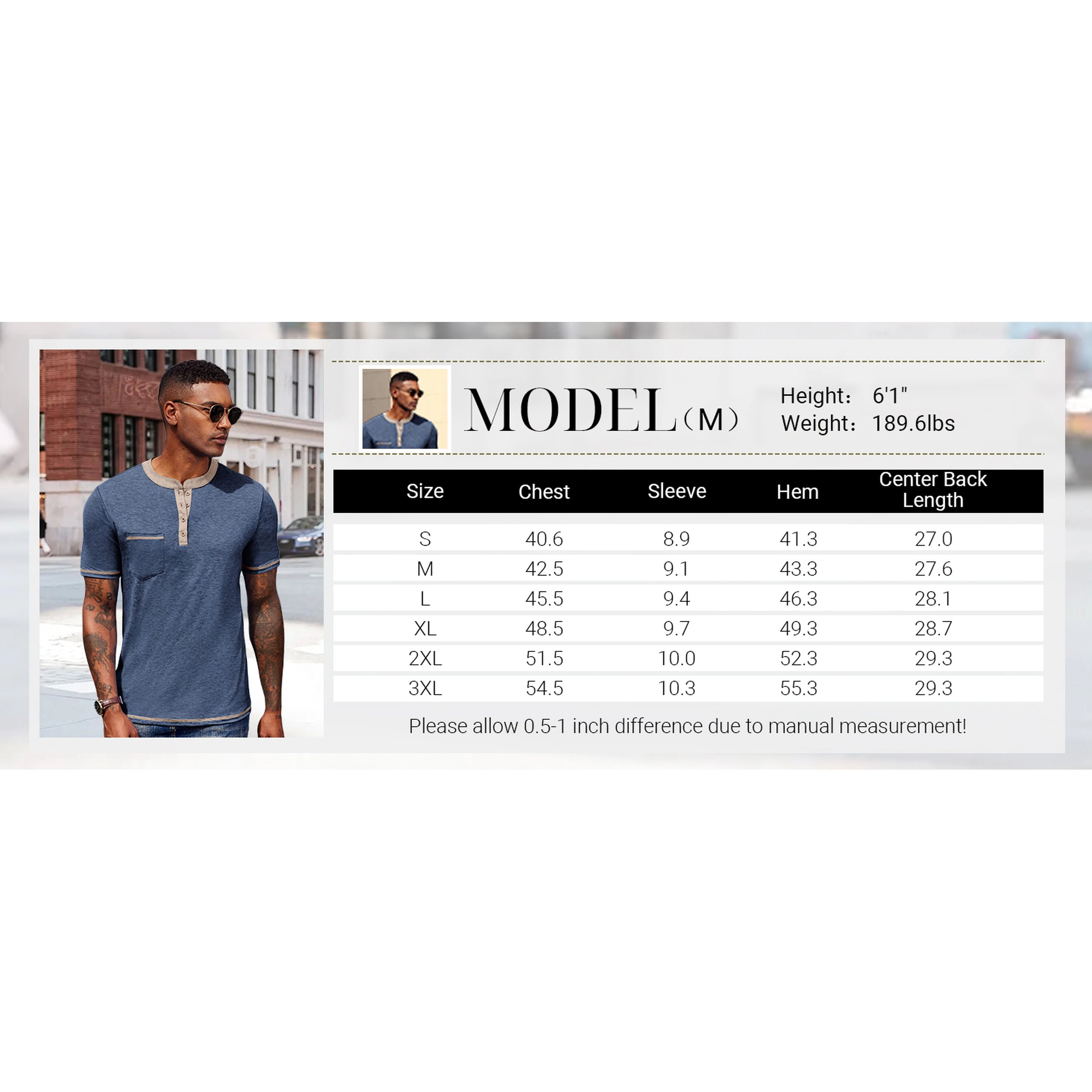 COOFANDY Mens Short Sleeve Henley Shirt Contrast Trim Button Pocket Casual Tee Tops