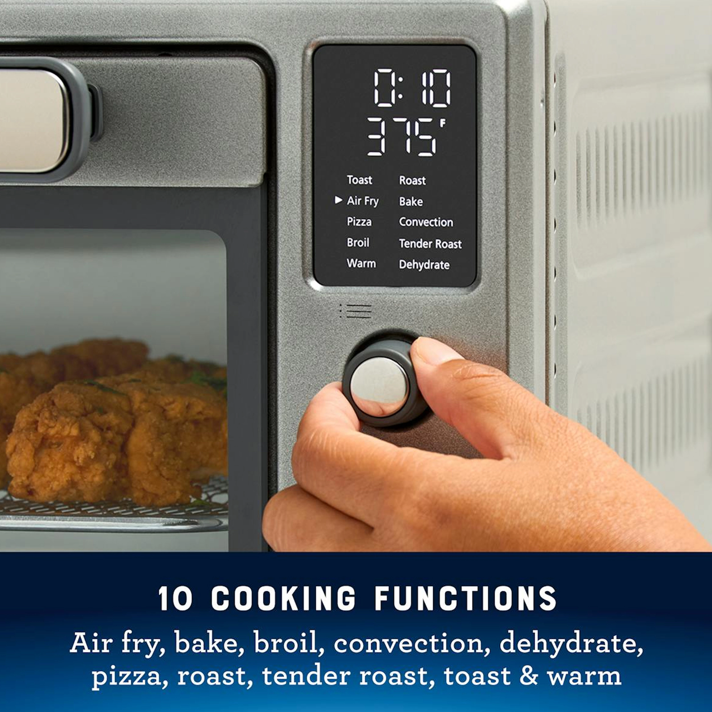 Oster 10 Function Digital Display Air Fryer Oven, Toaster Oven, Countertop Oven in Silver