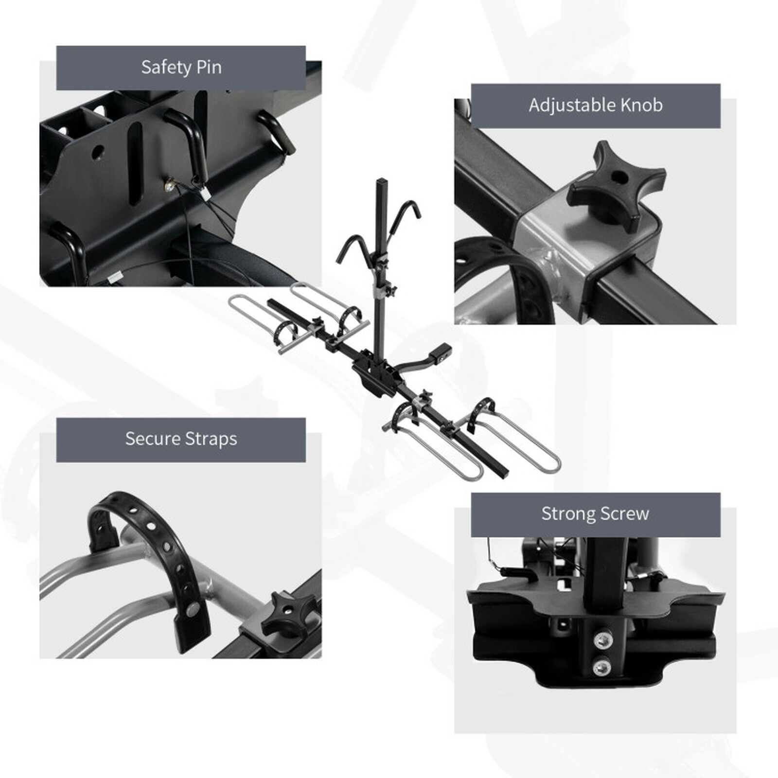 SUGIFT Platform Hitch-Mount Shelving Unit Style 2-Bike Rack 132-lb Capacity for 1-1/4 or 2 in Receiver Black/Gray
