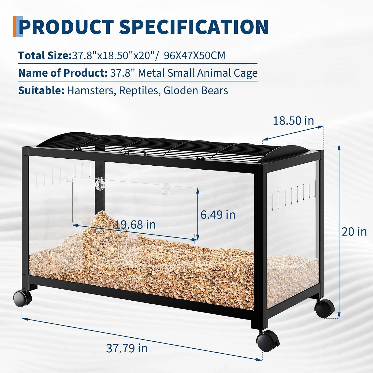 Large Chew-Proof Hamster Rat Cage with Wheels, Plastic-Metal Small Animal Habitat, Black