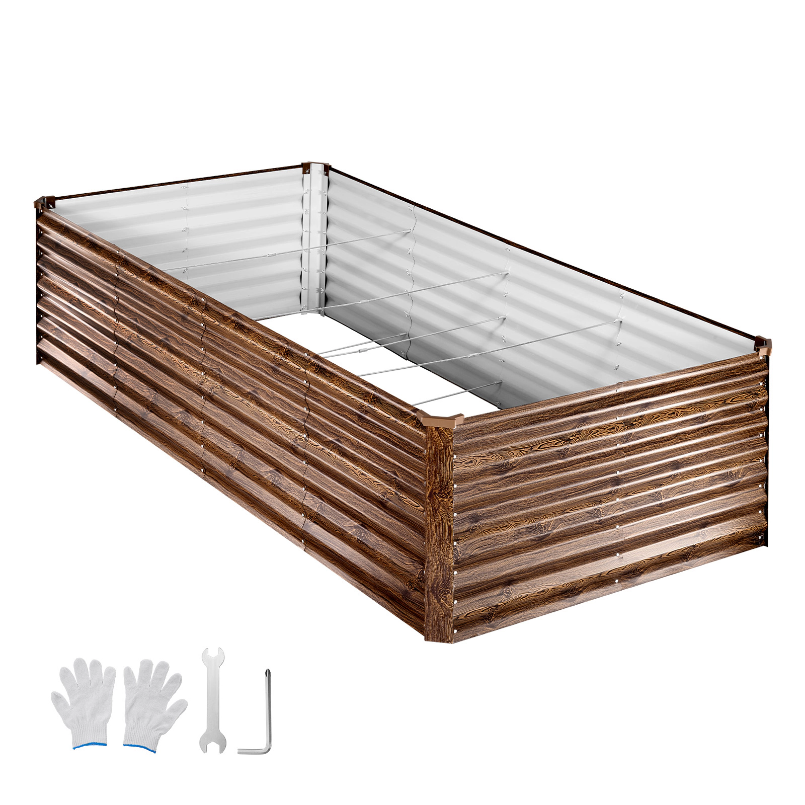 HONGGE Galvanized Raised Garden Bed Metal Planter Box Outdoor Box for Growing Flowers Vegetables