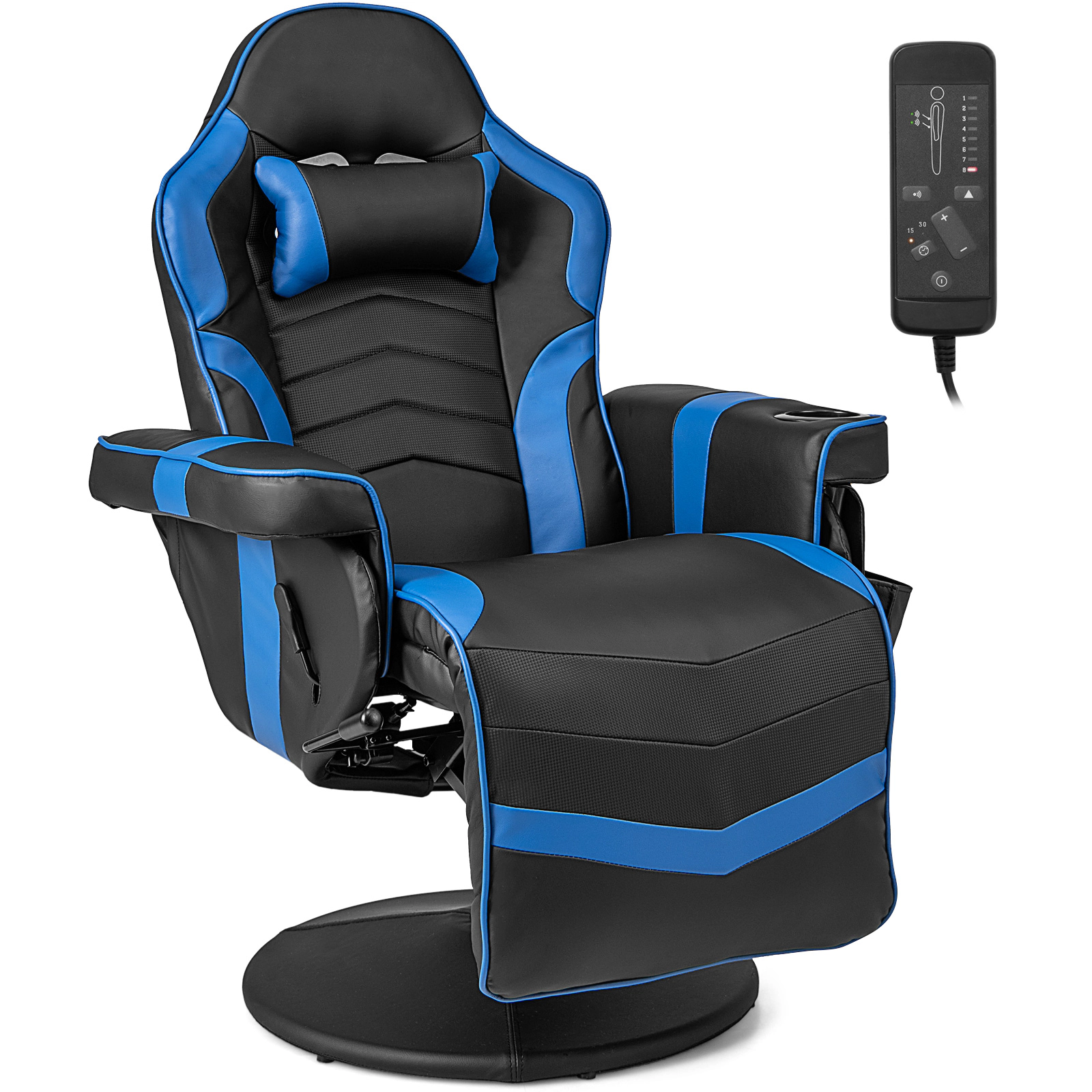 SUGIFT Massage Gaming Recliner Chair with Extendable Footrest and Swivel Base