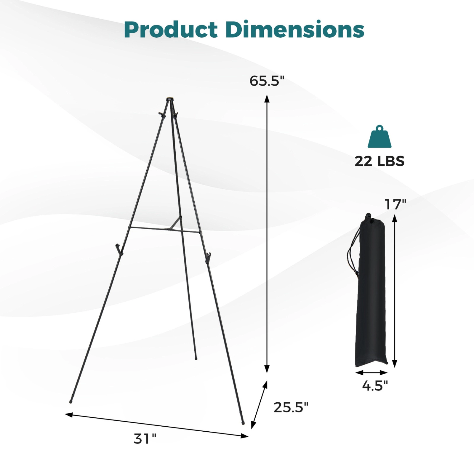SUGIFT Black Carry Bags for Display and Signage 6-Pack 65-in Metal Easel Stand