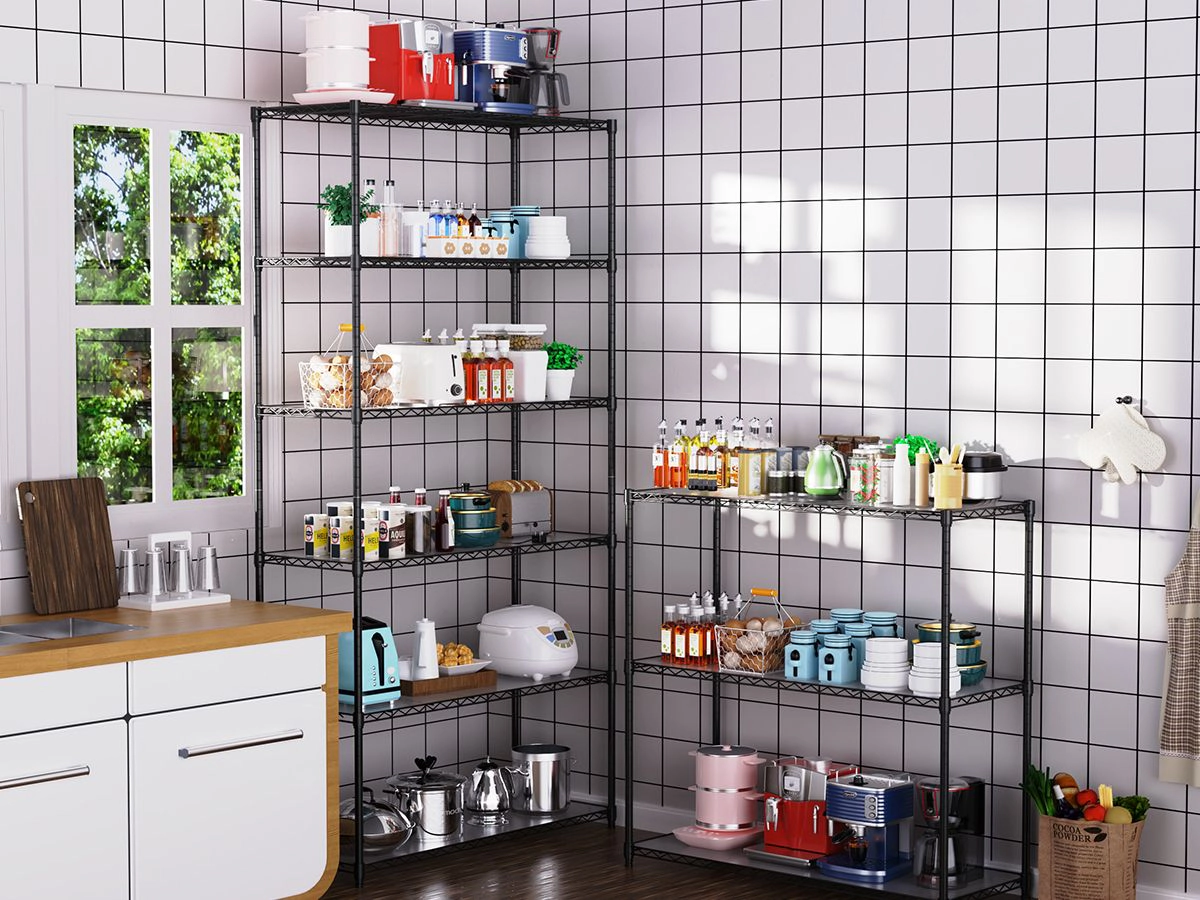 Flynama 2 Pack 3 Tier Wire Shelving Chrome Multi Purpose Organizer for Kitchen Easy Assembly