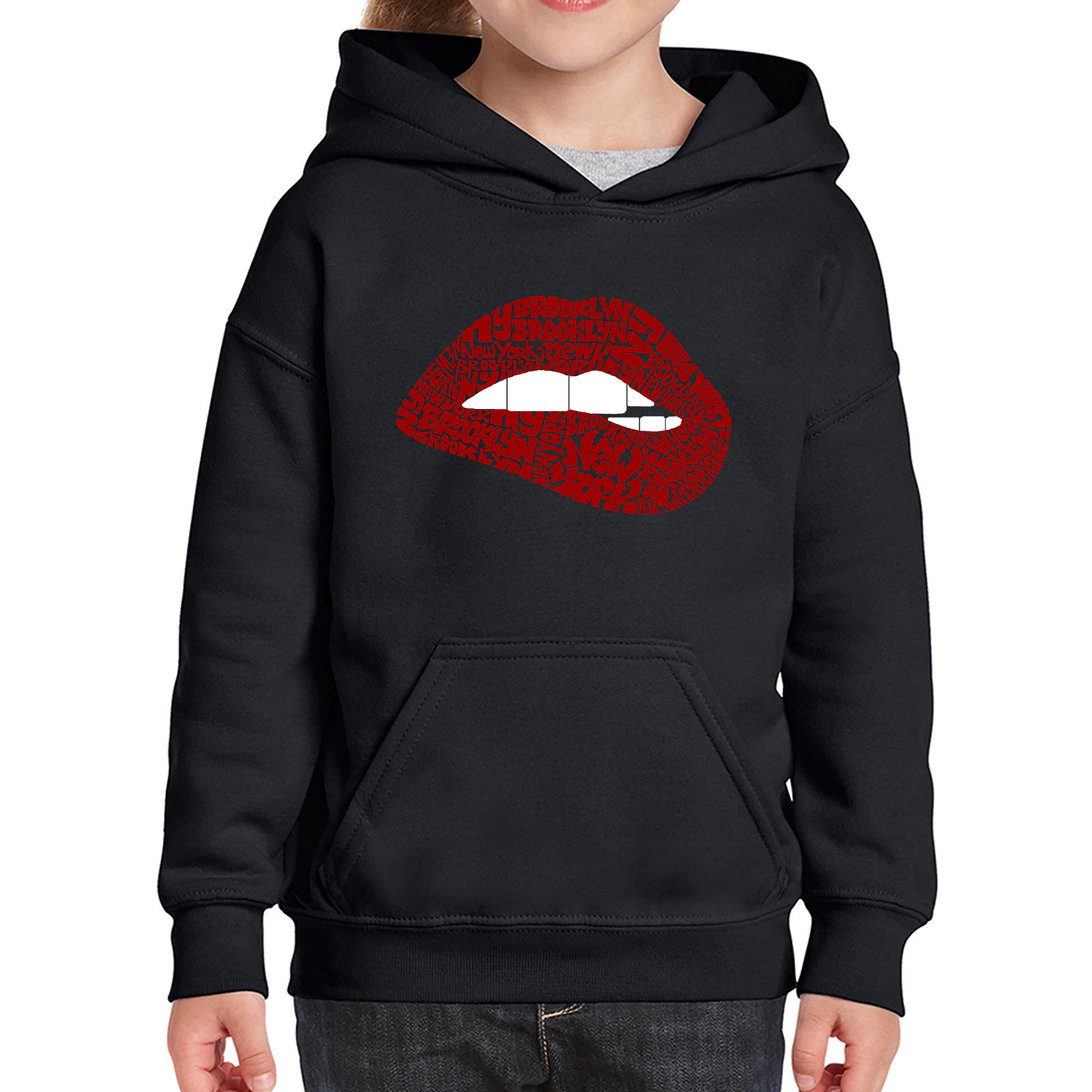 LA Pop Art Girls Word Hoodie - Brooklyn Lips