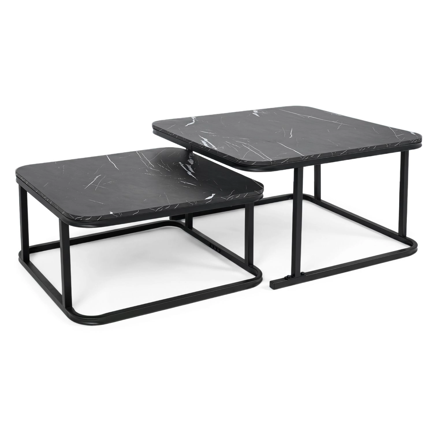 SlickBlue Nesting Coffee Table Set of 2 with Faux Marble Top