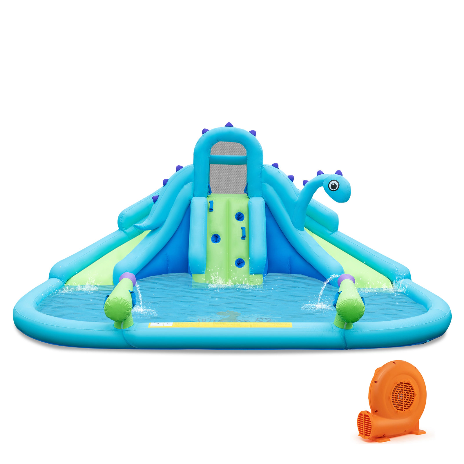SUGIFT Dual Slides Splash Pool Carry Bag and 584W Blower Kids Inflatable Water Slide