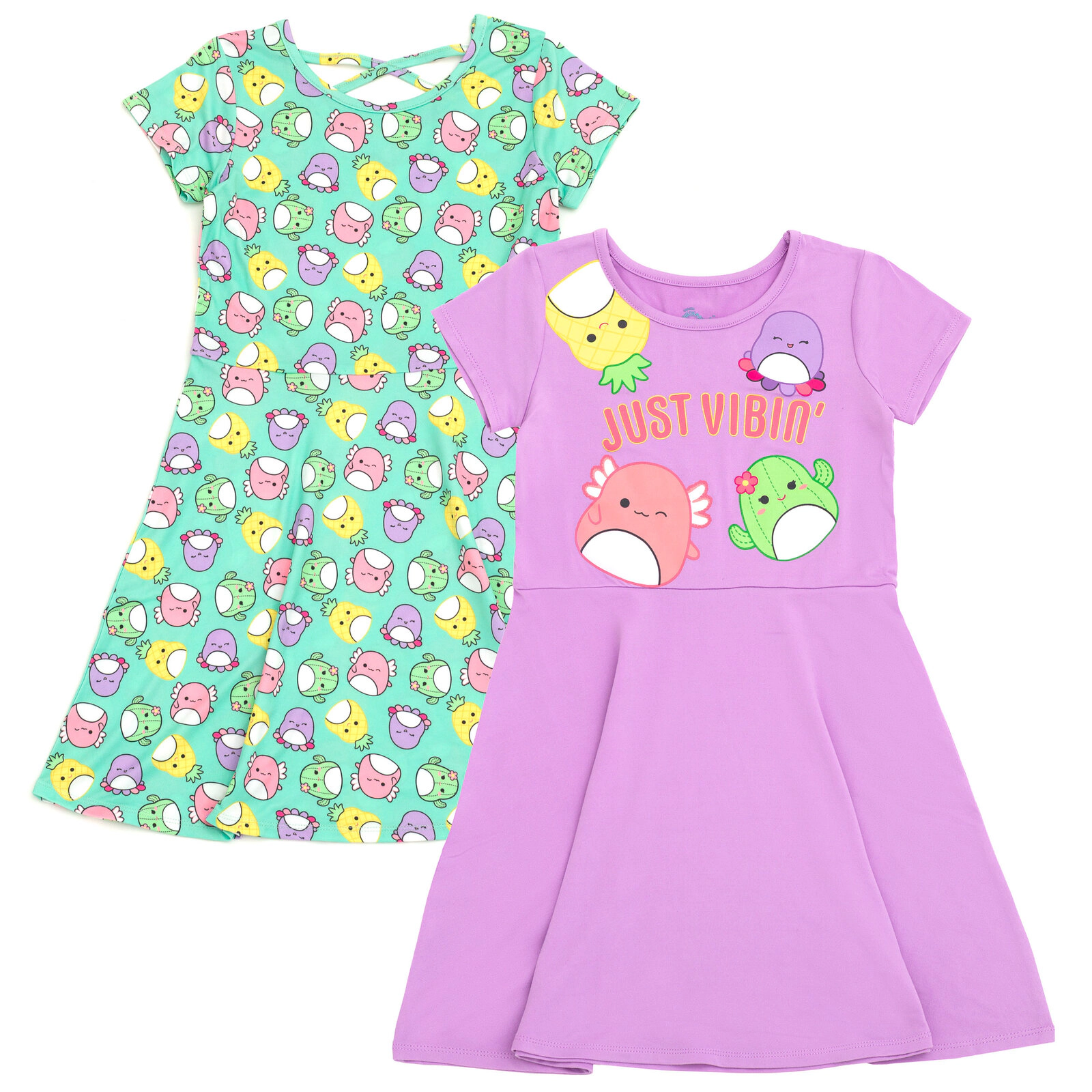Squishmallows Girls' 2-Pack Skater Dresses