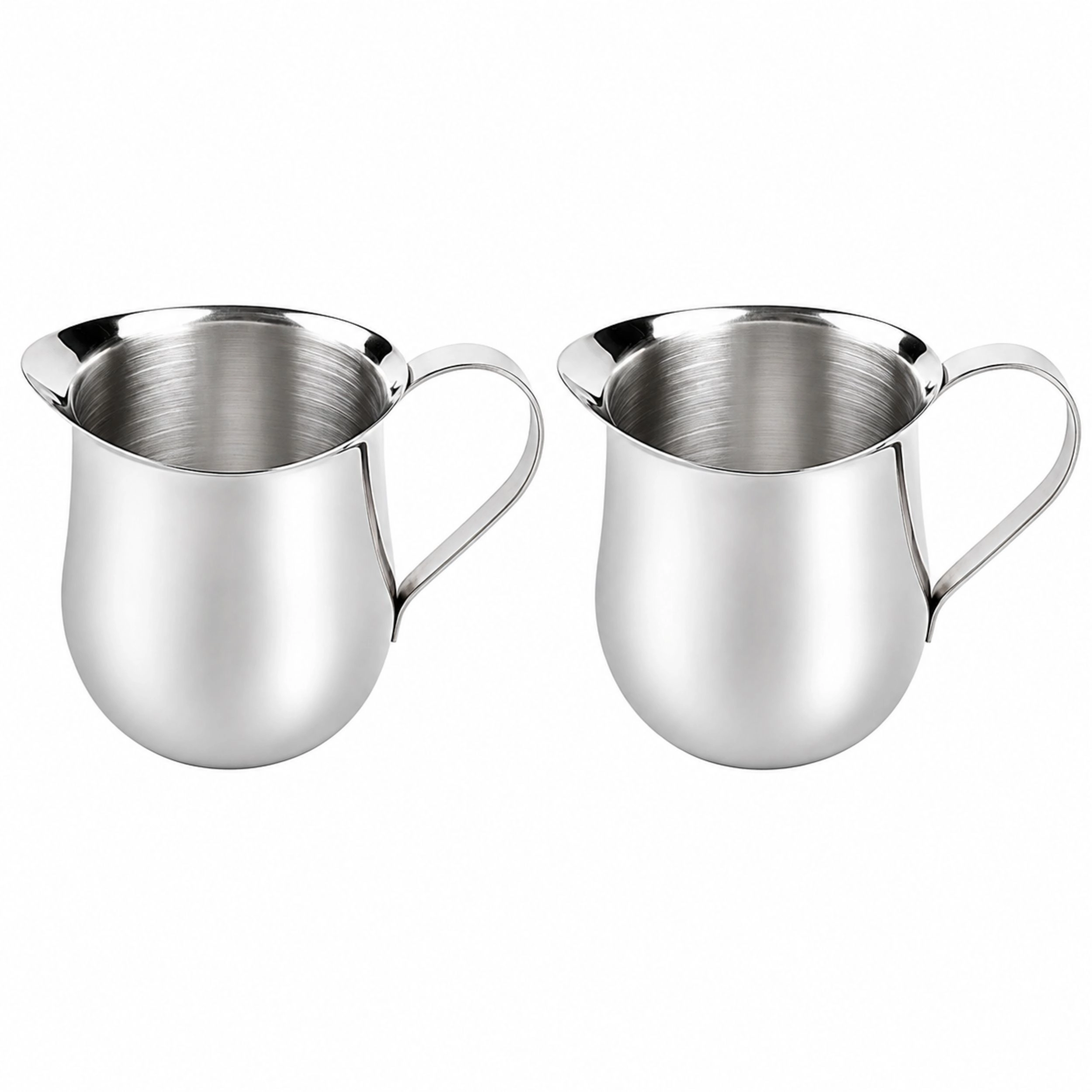 Home Collection Set of 2 Stainless Steel Bell Creamer Pitchers with Handles 5 oz