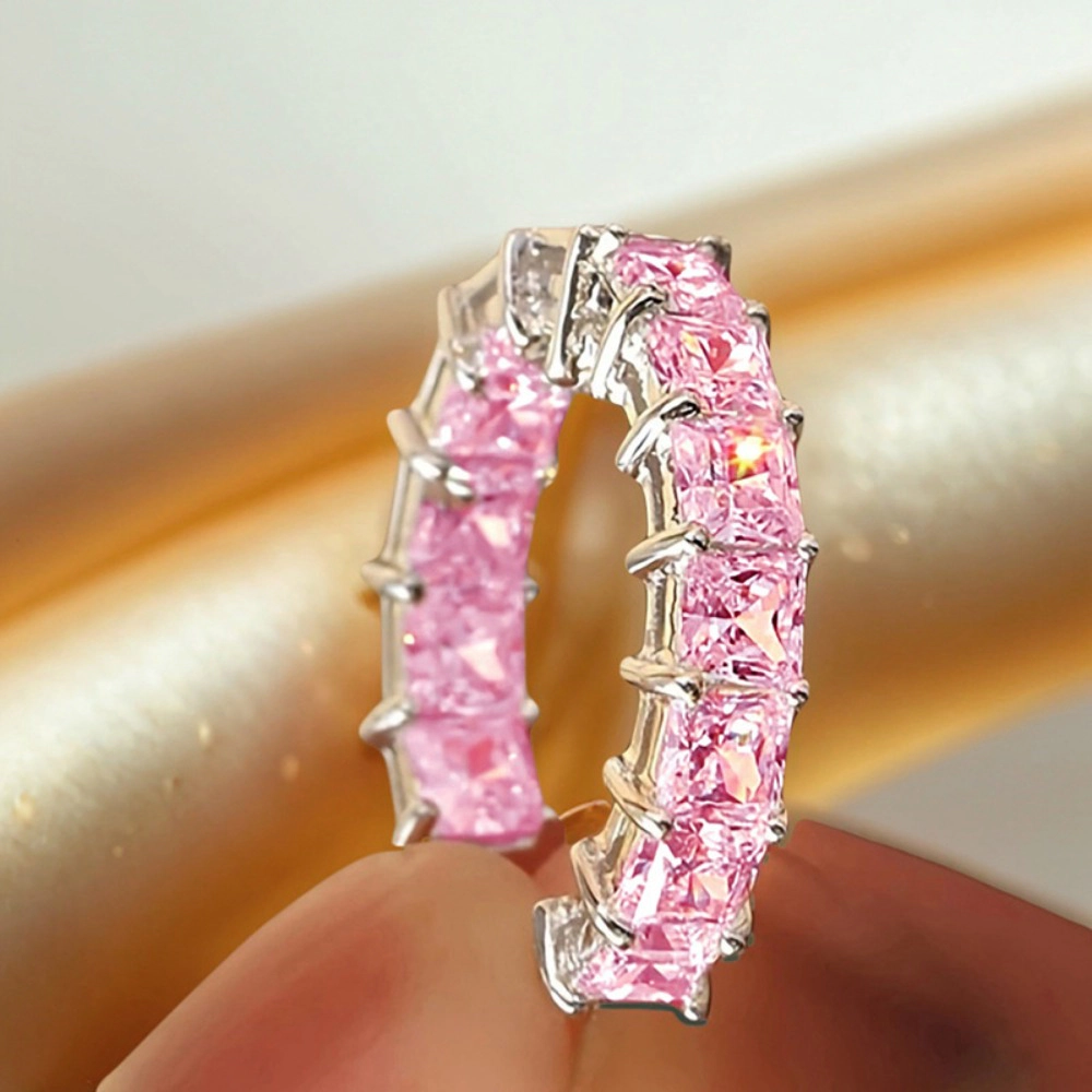 Luxury Trendy Princess Cut Square Cubic Zirconia Hoop Earrings for Women