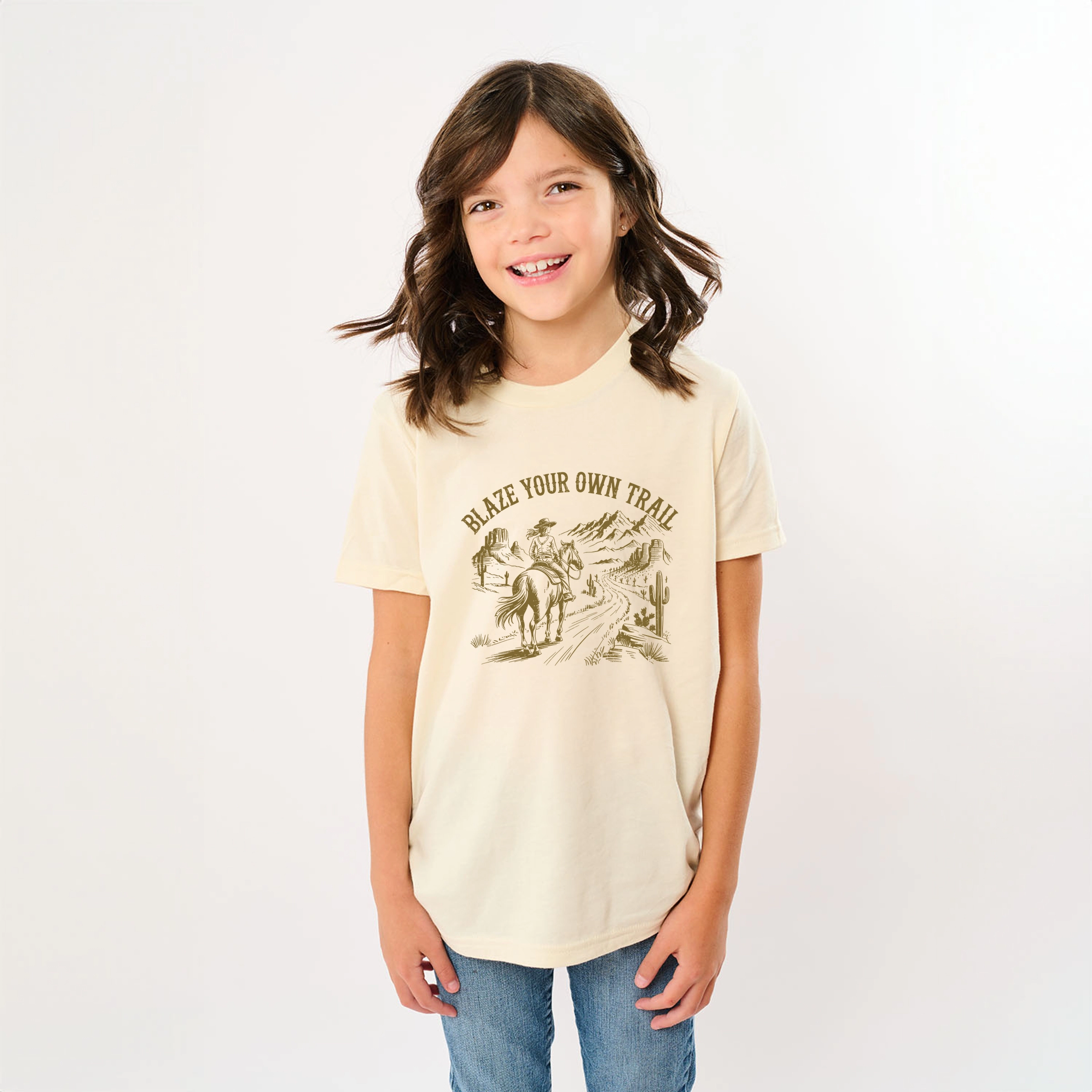The Juniper Shop - Blaze Your Own Trail Cowgirl Youth Short Sleeve Graphic T-Shirt