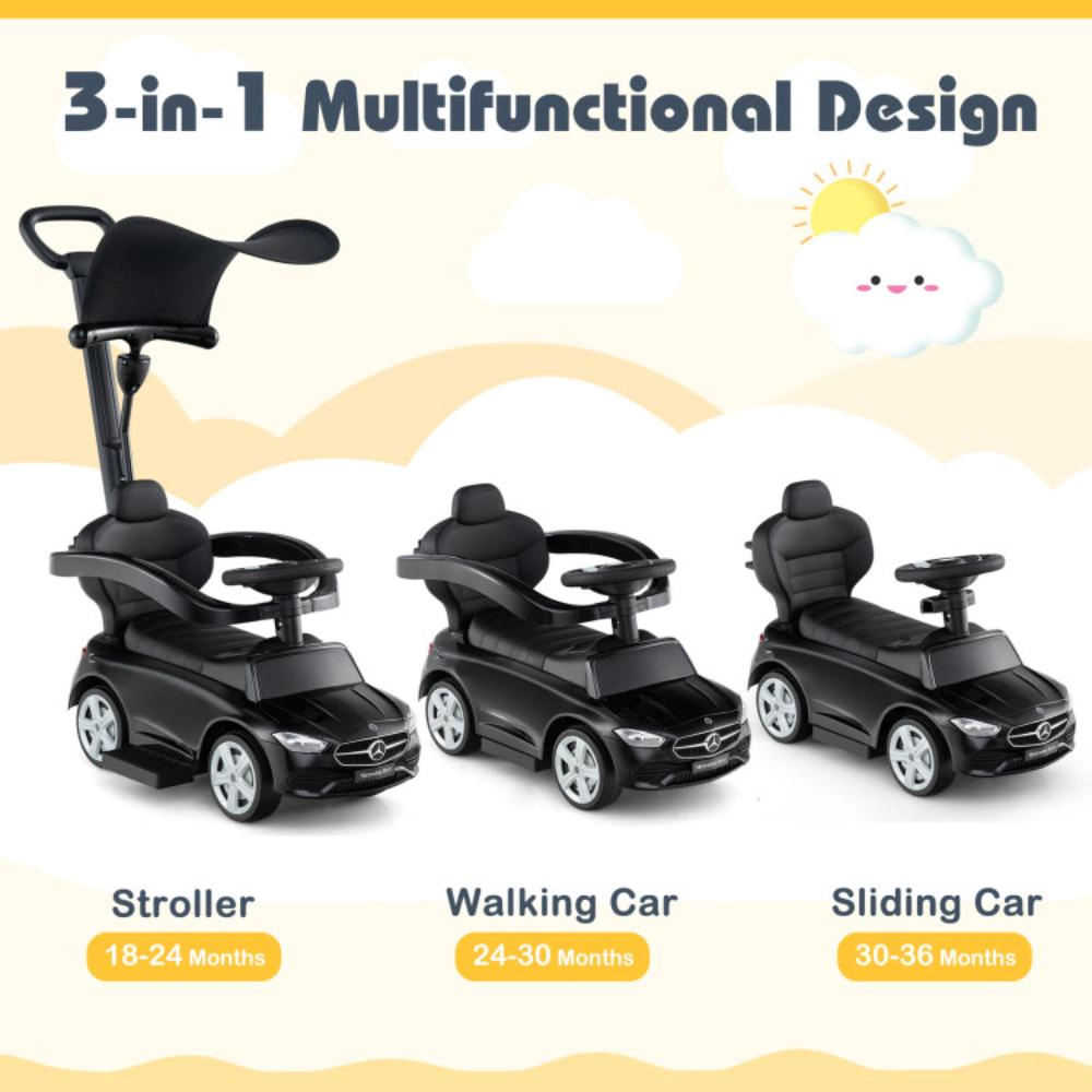 Hivvago 3-in-1 Ride on Push Car Mercedes-Benz Licensed Sliding with Canopy