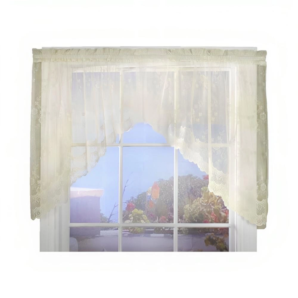 Commonwealth Habitat Mona Lisa Jacquard Scalloped Lace Swag - 72x32"