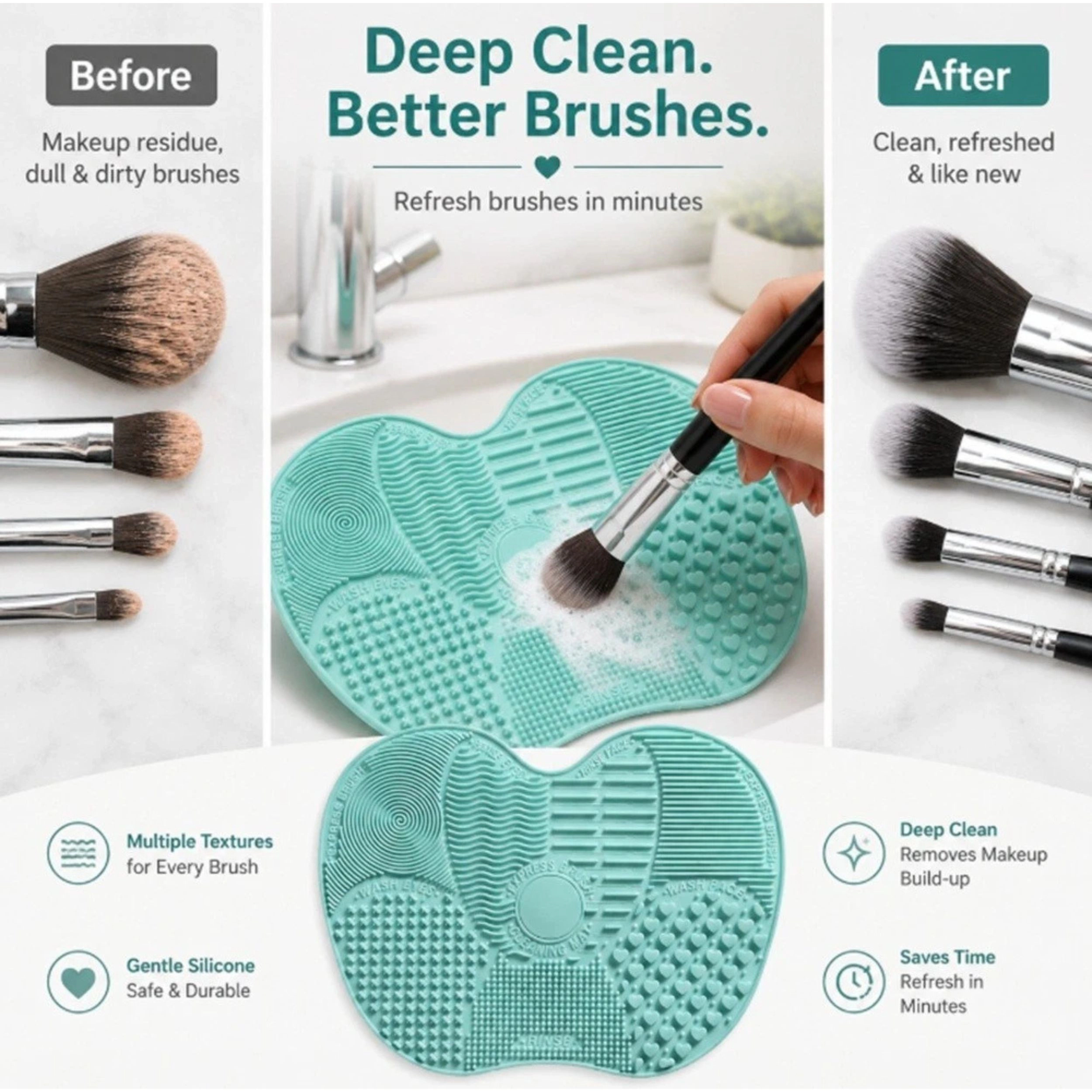 Home Collection Silicone Makeup Brush Cleaner Mat Deep Cleaning Scrubber Pad
