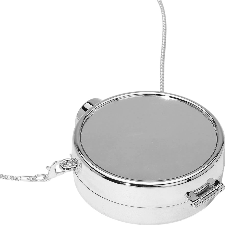 FASHNZFAB Metallic Round Compact Mirror Clutch Evening Bag Crossbody Bag