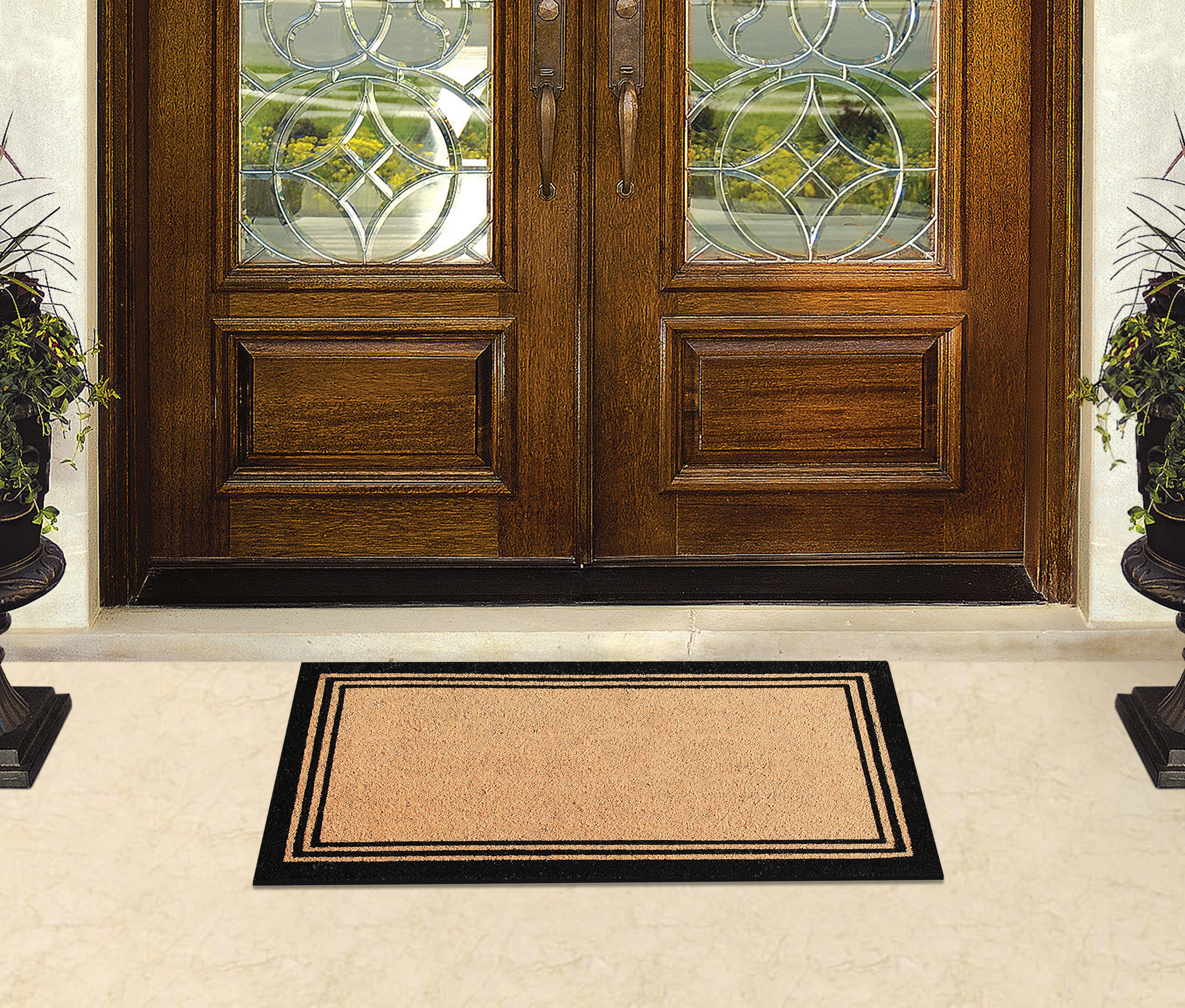 A1HC Coir Door Mat 39x24 Inches Anti-Shed Heavy Duty Non-Slip Black Border