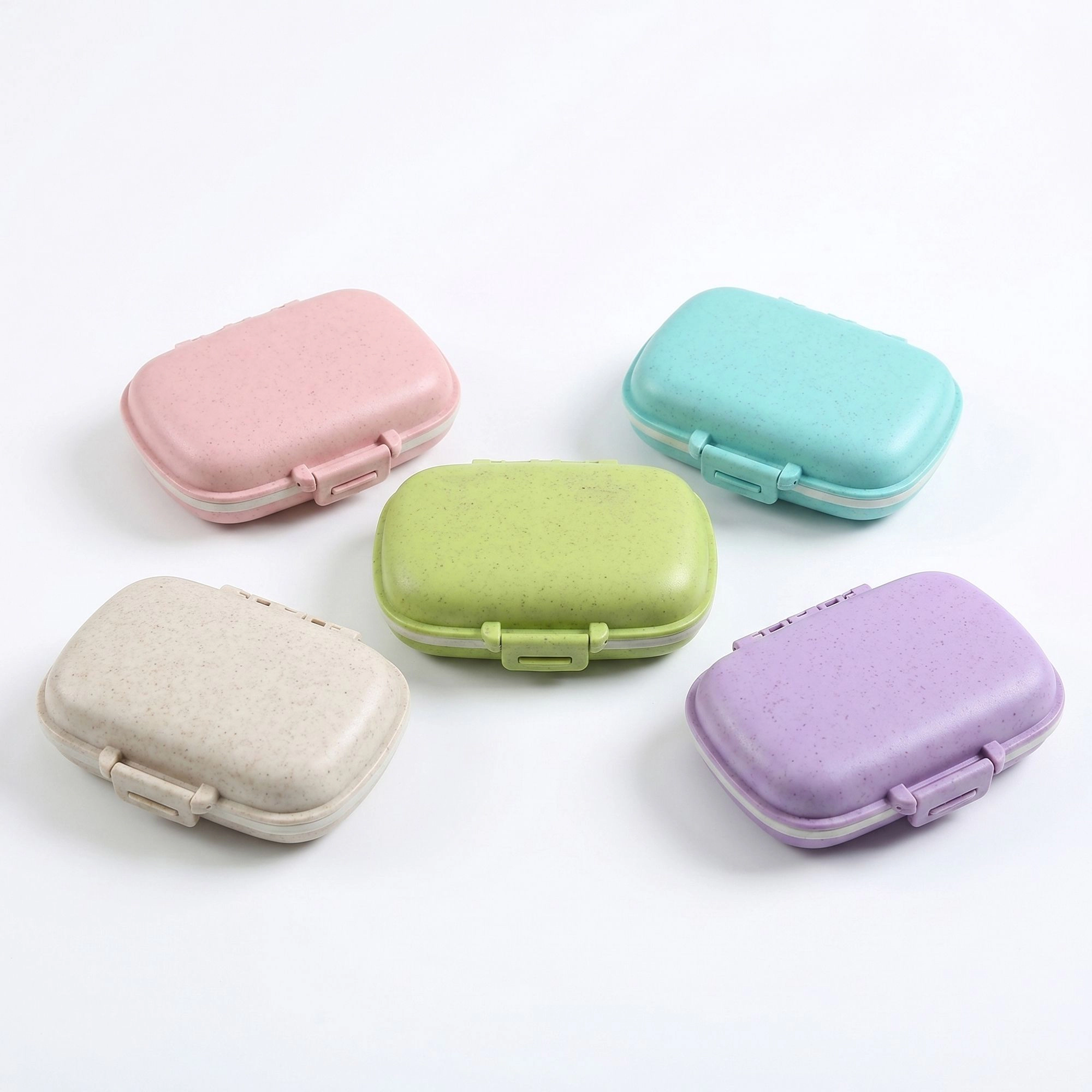 Alilang Women 5-Pcs Travel Pill Organizer Case Set with Multi-Compartments Portable Medication Storage Flip Lid 3.9x2.6x