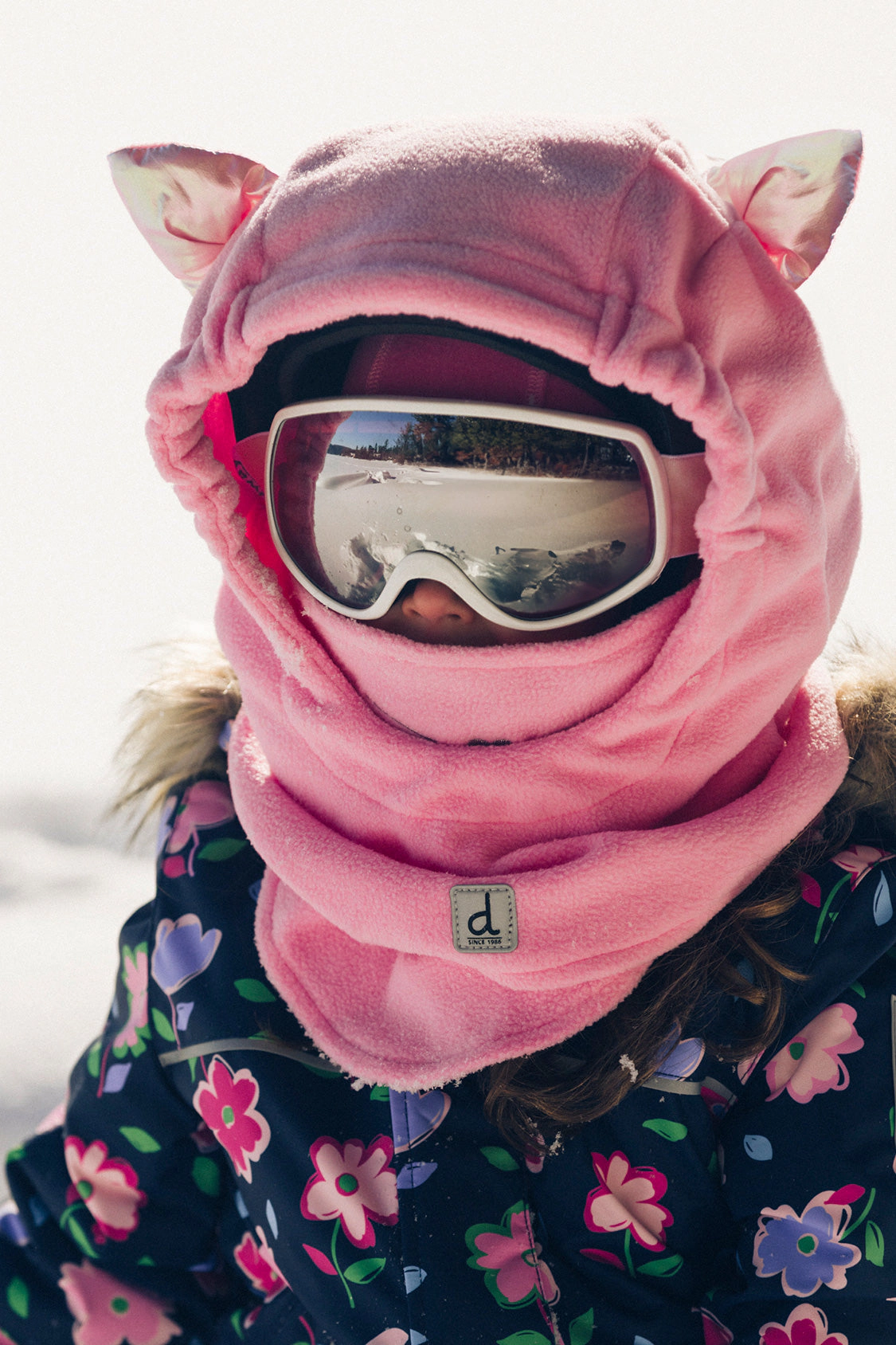 Deux par Deux Girls Cat Ear Oversized Polar Balaclava for Ski Helmet