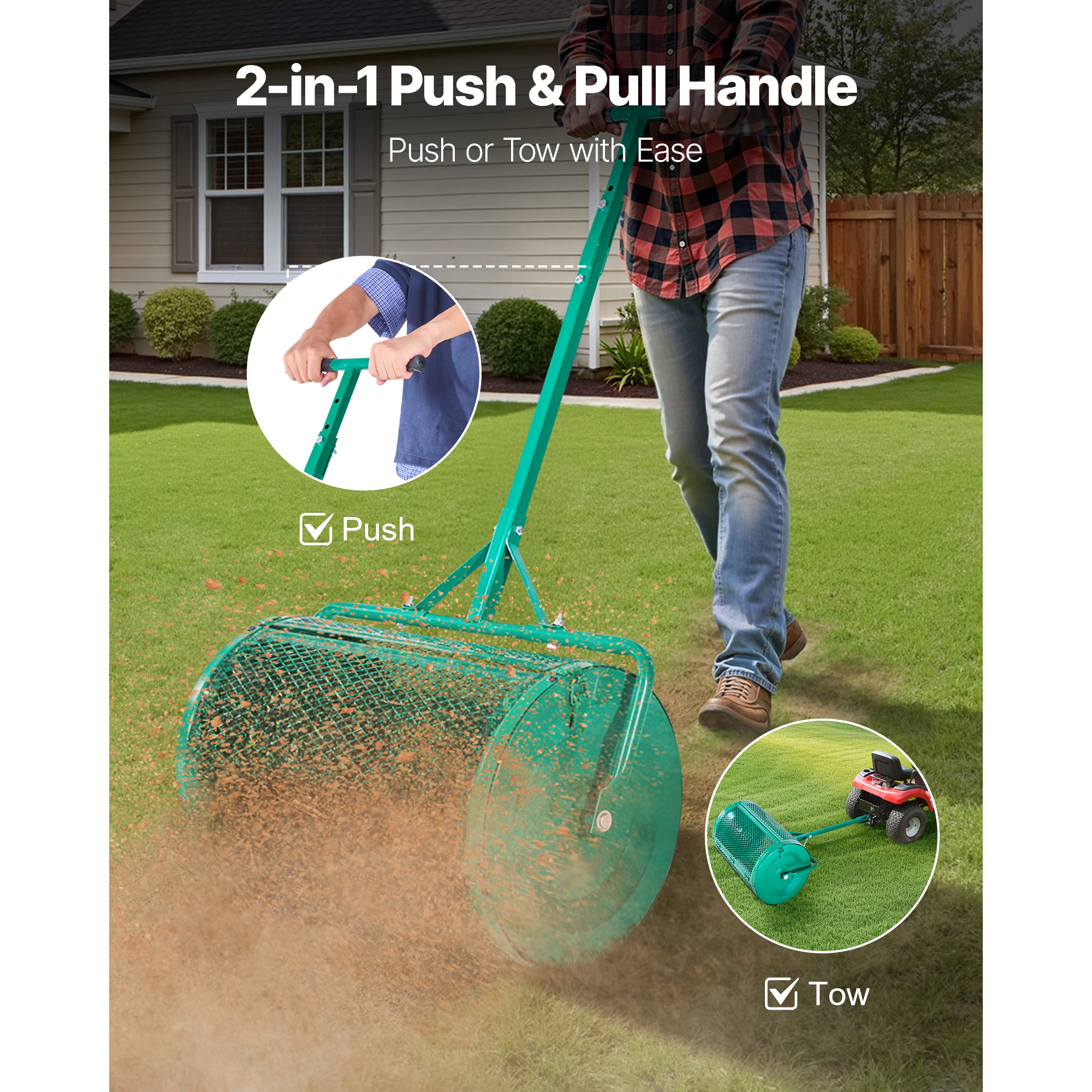 HONGGE Adjustable Steel Garden Peat Moss Spreader with Handle