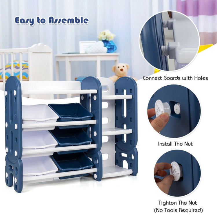 Hivvago Kids Toy Storage Organizer with Bins and Multi-Layer Shelf for Bedroom Playroom