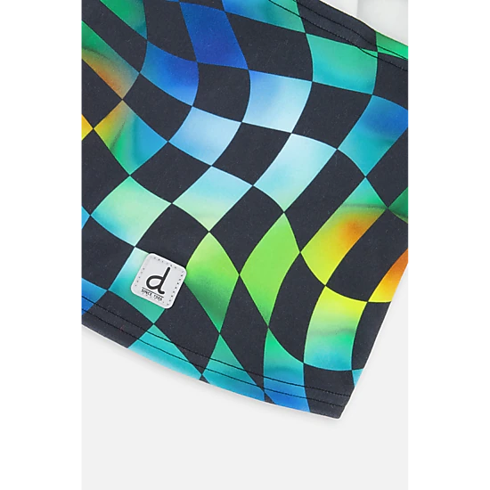 Deux par Deux Boys Brushed Jersey Checkered Print Balaclava with Reflective Patch