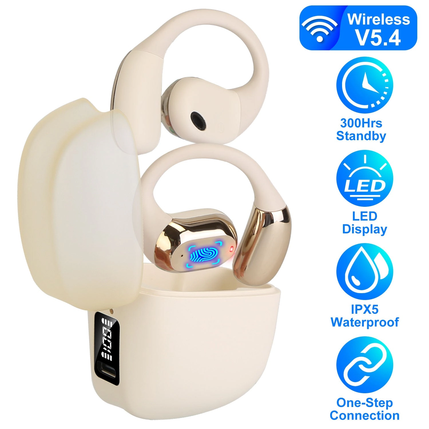 GBruno Wireless Open Ear Earbuds With LED Display
