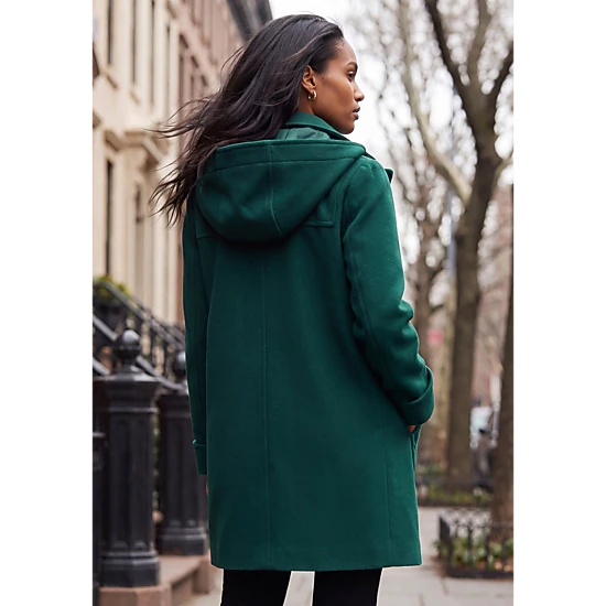 Jessica London Women's Plus Size Hooded Toggle Wool Coat