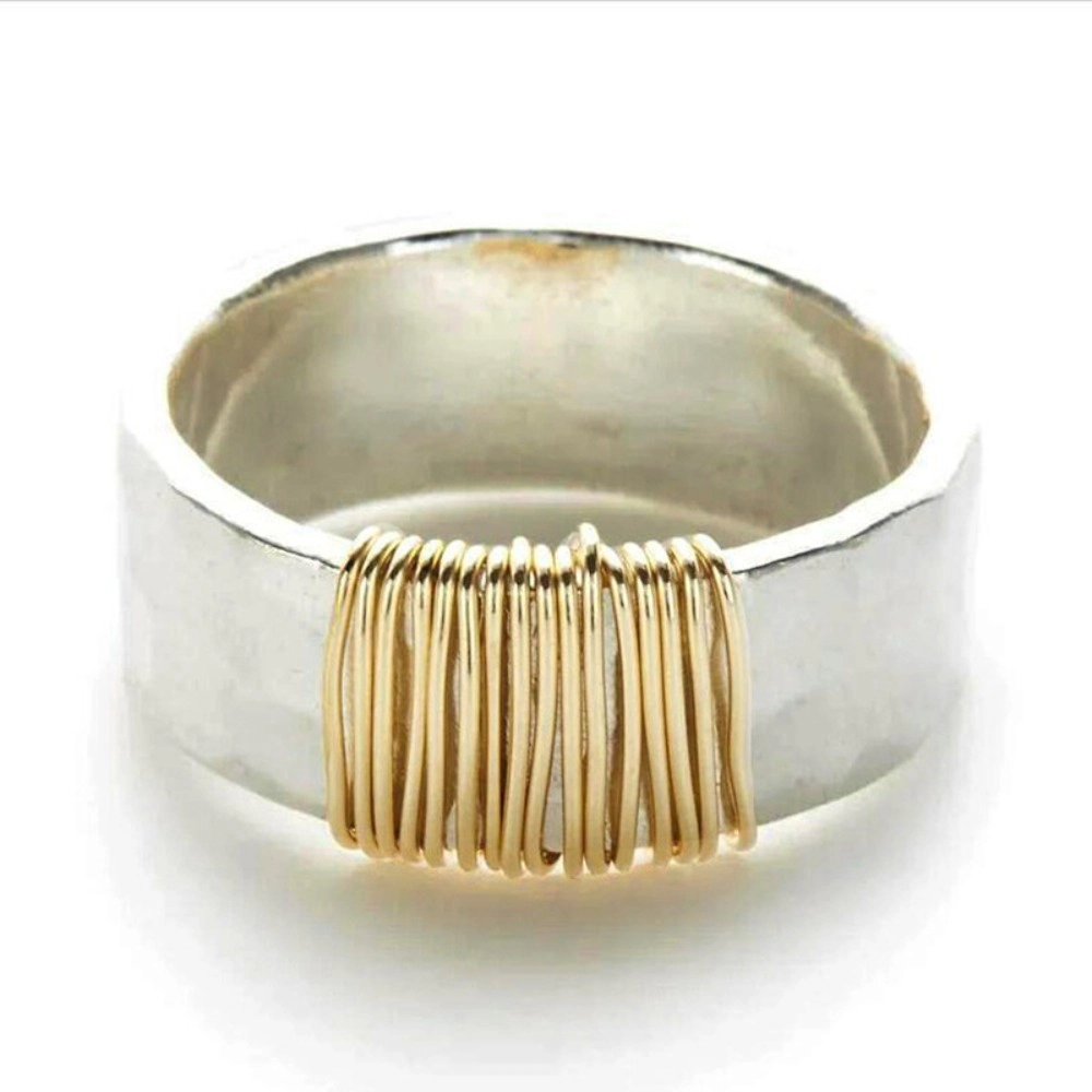 Two-Tone Plain Band Ring for Women Low-Key Versatile for Daily Wear