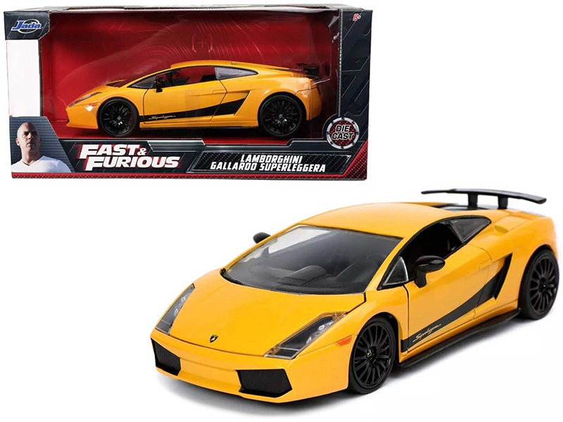 Jada Lamborghini Gallardo Superleggera Yellow with Black Stripes "Fast & Furious" Movie 1/24 Diecast Model Car by Jada