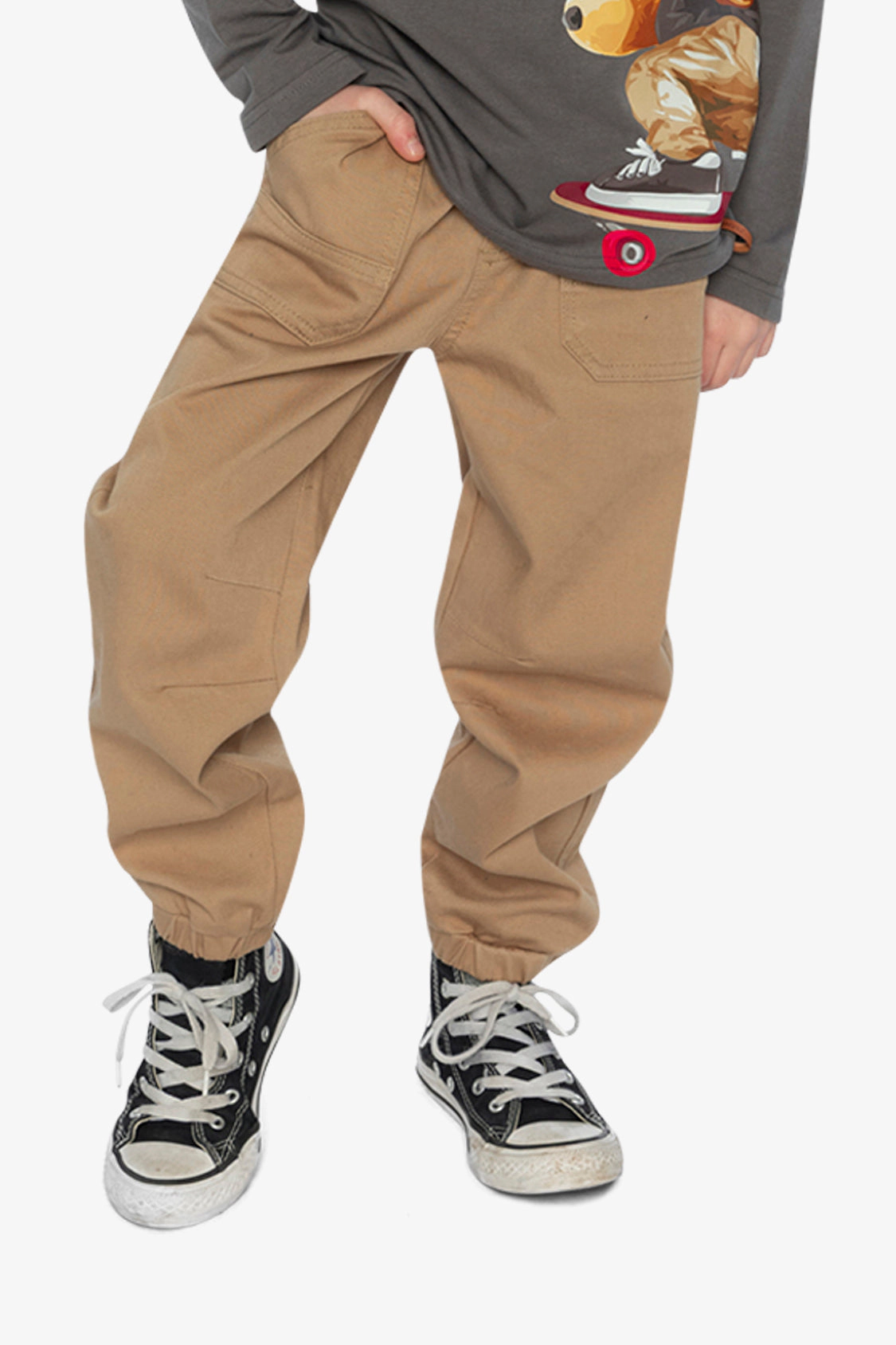 Deux par Boys Stretch Canvas Patch Pocket Jogger Pants
