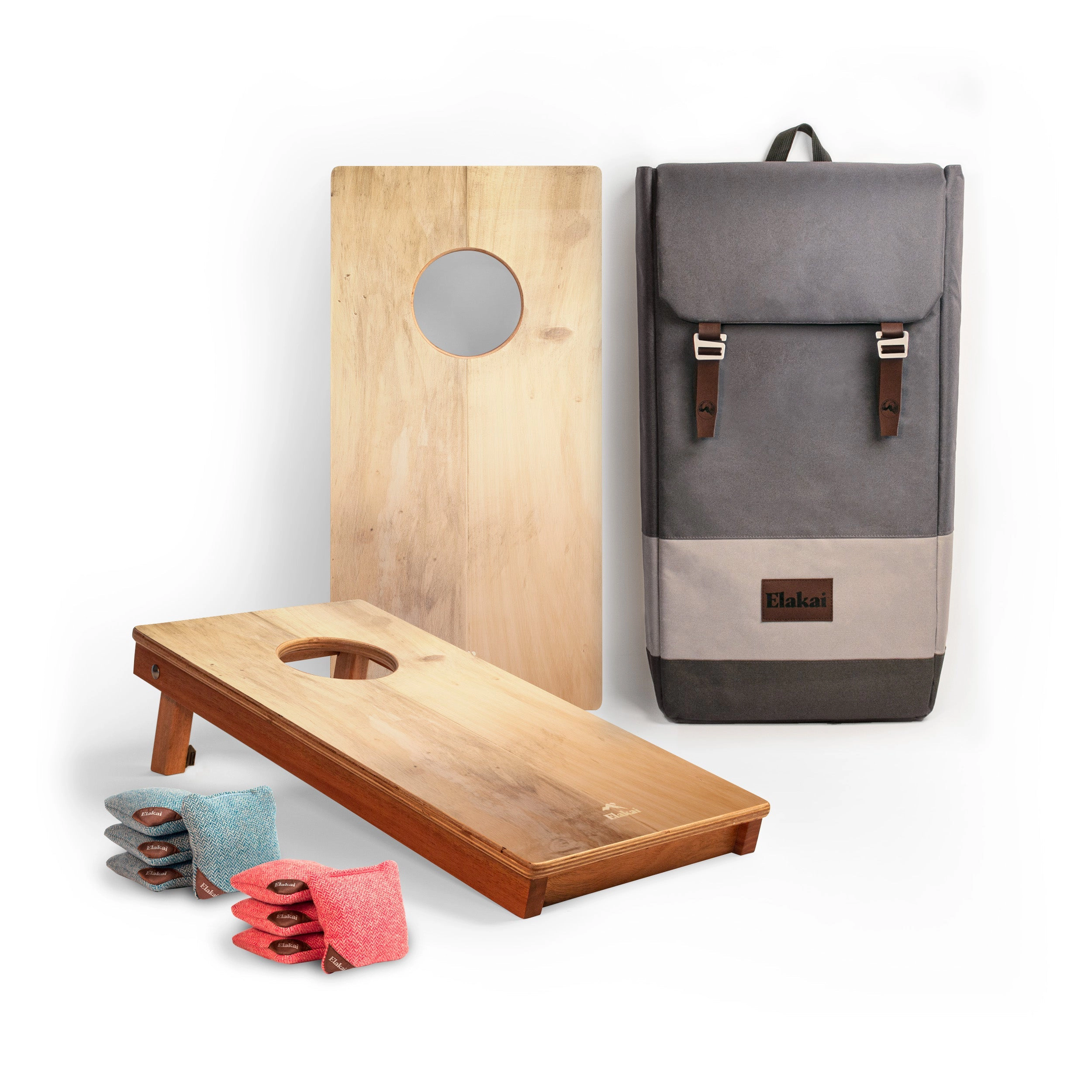 Elakai 1ft x 2ft Light Beachwood Mahogany Pathfinder Cornhole Board Set