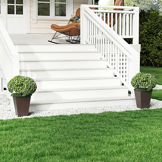 SUGIFT Set of 2 Brown Square Tapered Planters with Removable Inner Bucket 10-in W 10-in D 14-in H