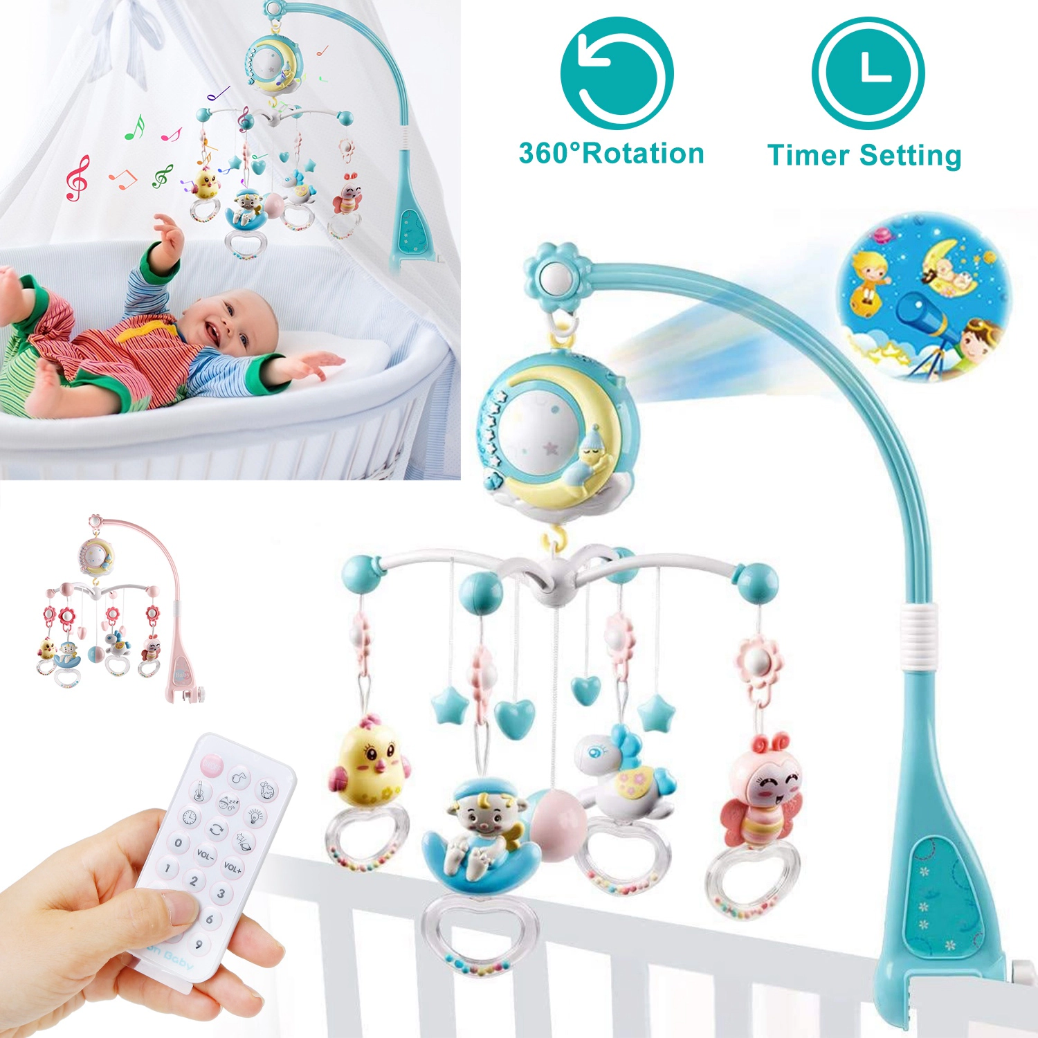 GBruno Kids' Musical Crib Mobile With Star Projector