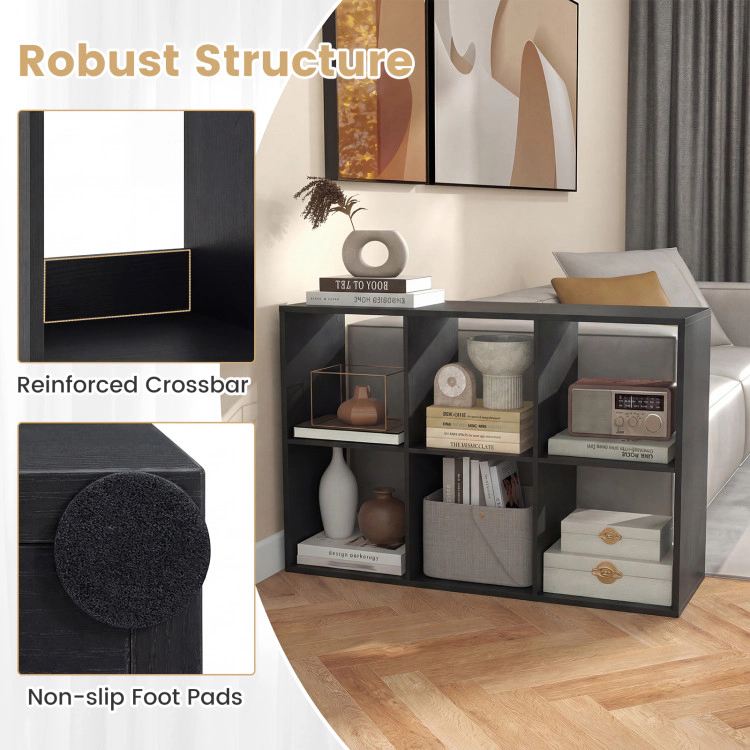 Hivvago 6 Cube Bookshelf with Back Guardrail for Living Room Bedroom