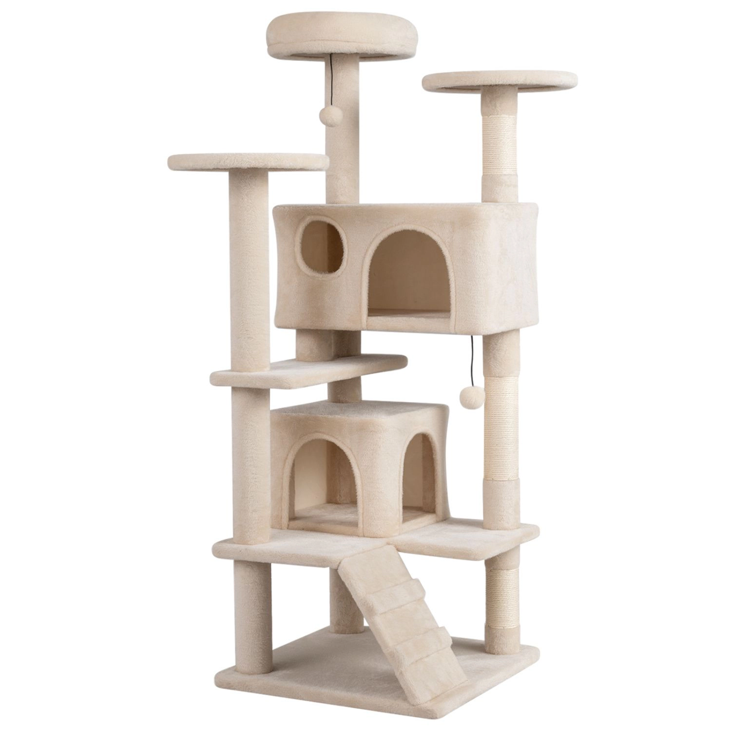 SlickBlue Tall Cat Tower with 2 Condos, Scratching Posts and Ladder
