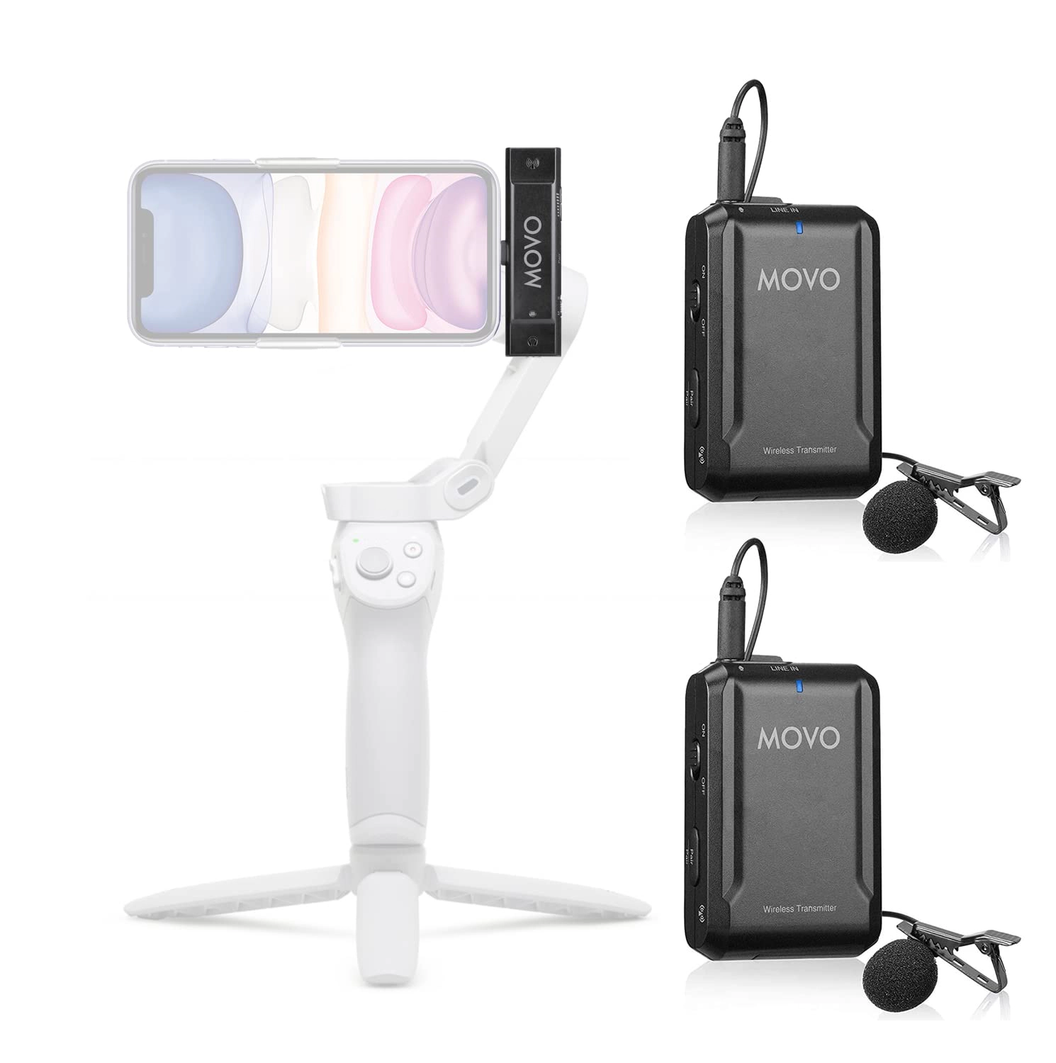 Movo EDGE-DI-DUO Dual Wireless Lavalier Microphone System for iPhone iPad (Lightning)