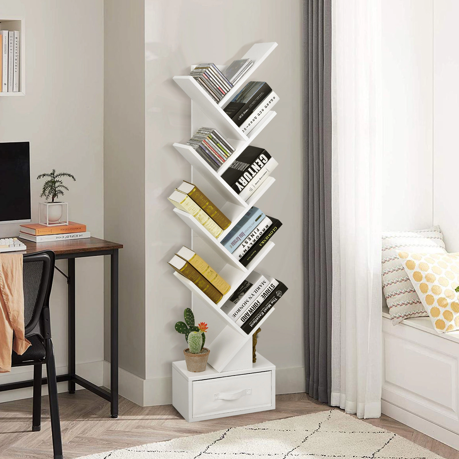 SlickBlue Modern Tree Shaped Bookcase for Living Room Bedroom Office