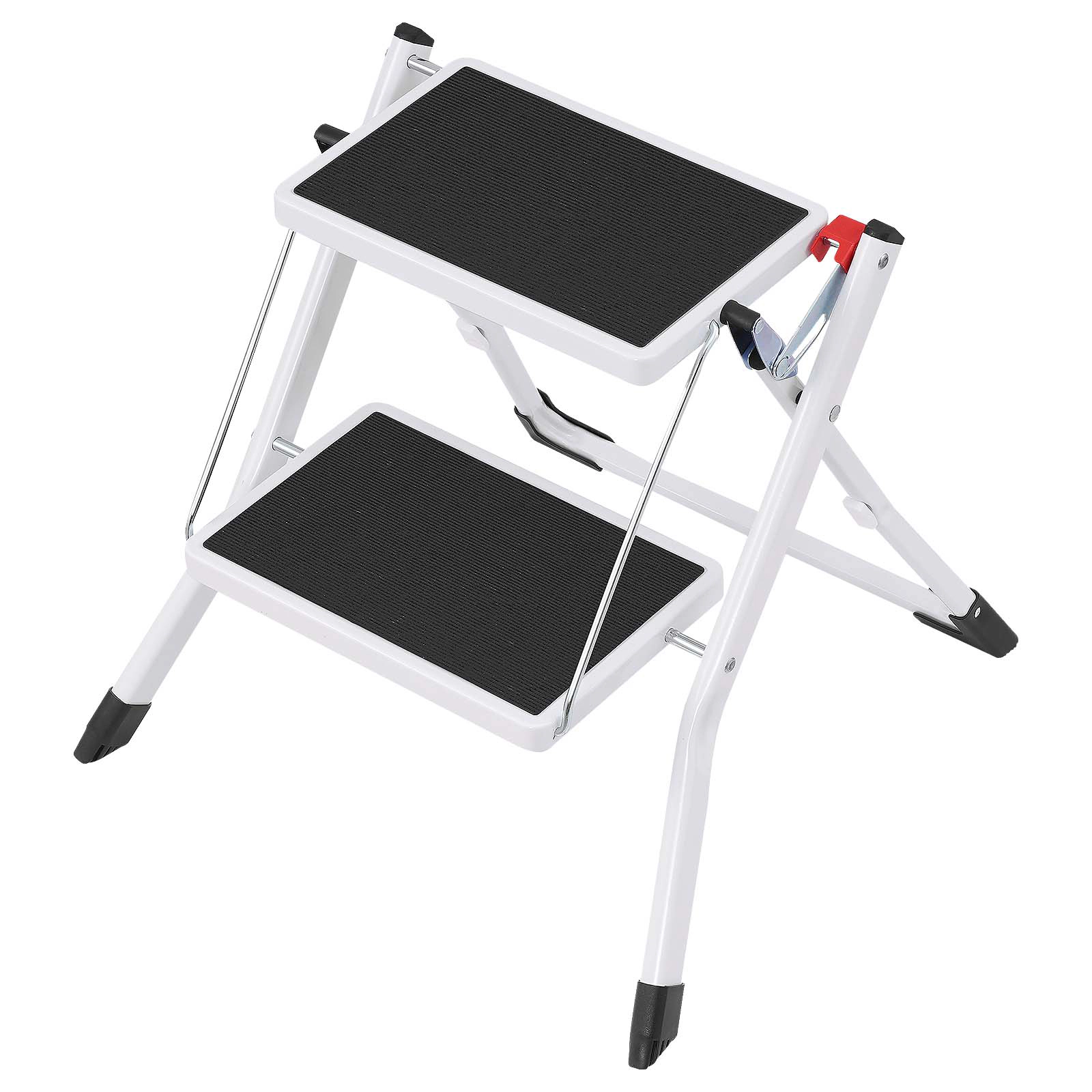HONGGE Step Stool 330lbs Capacity Folding Steel Step Ladder Step for Adults Sturdy Step for Office RVs