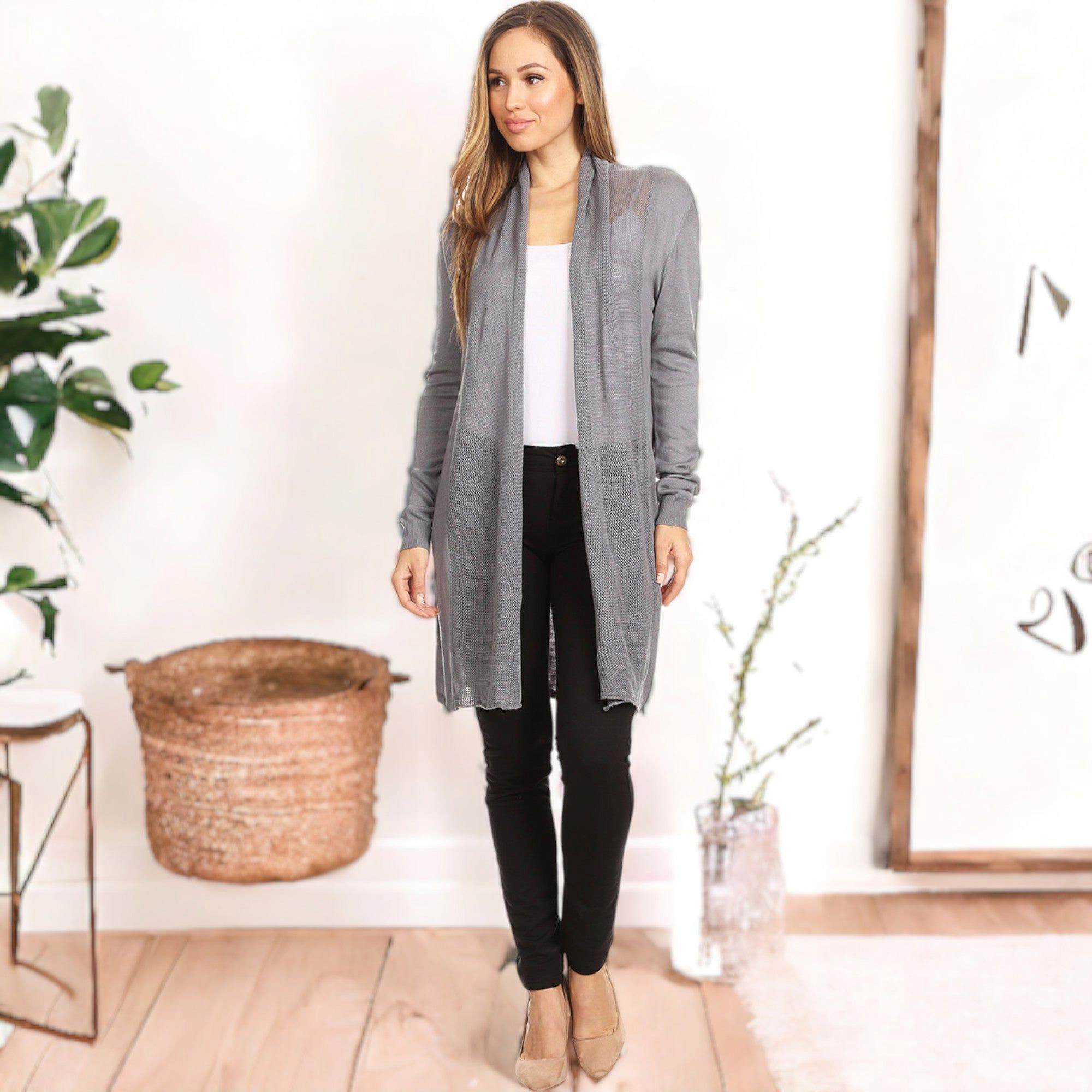 Anna-Kaci Women's Casual Mesh Front Panel Cardi for Everyday Looks