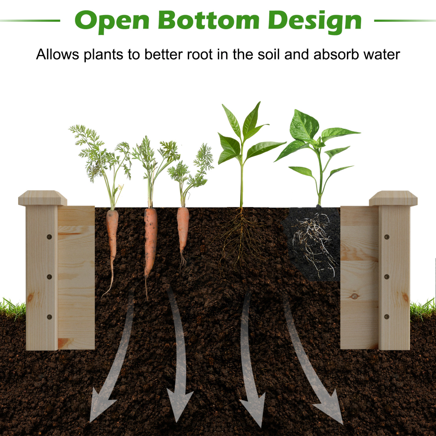 SlickBlue Unisex Wooden Raised Garden Bed Outdoor Planter Box
