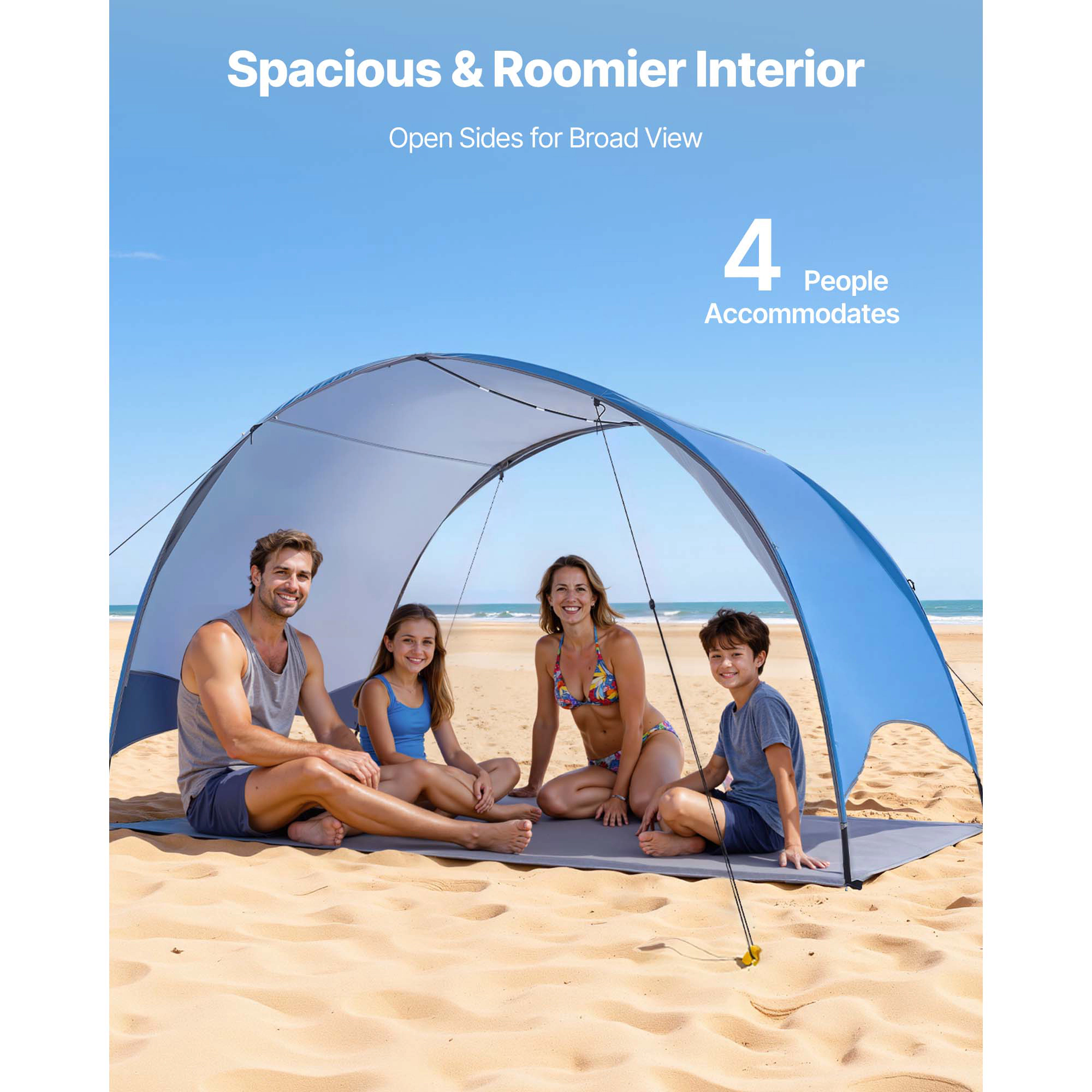 HONGGE Beach Tent Sun Shelter for UPF 50+ Protection Portable Sun Shade Canopy with Carrying Bag & Ground Stakes