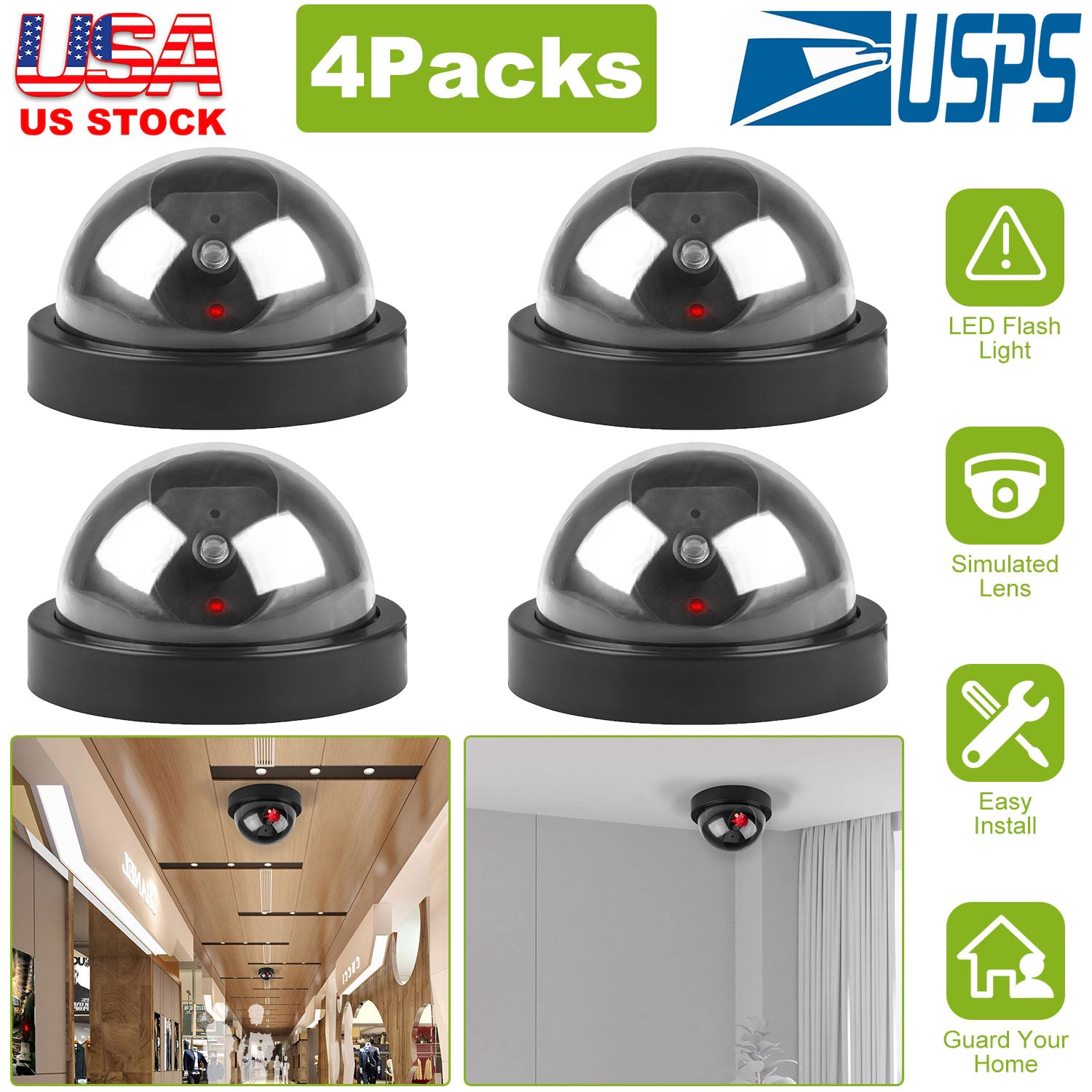 GBruno 4-Piece Dome Dummy Security Camera Set
