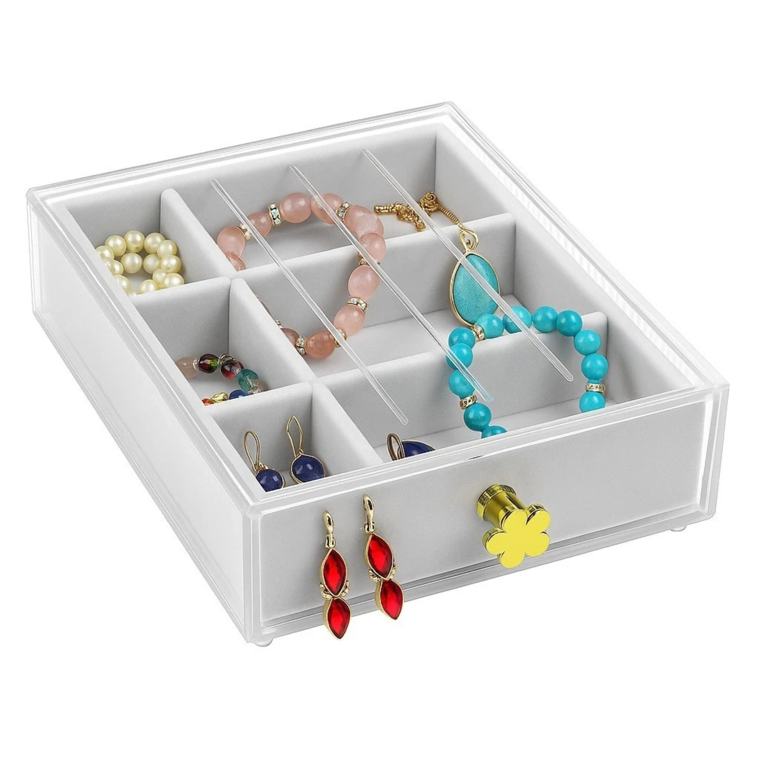 Home Collection Clear Acrylic Jewelry Organizer Box with Felt Drawer