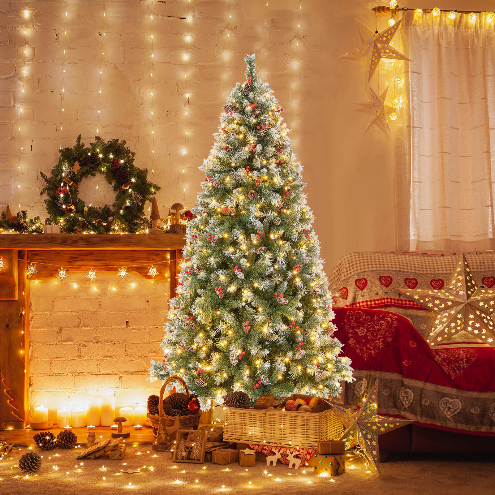 SlickBlue Artificial Christmas Tree with Warm White LED Lights