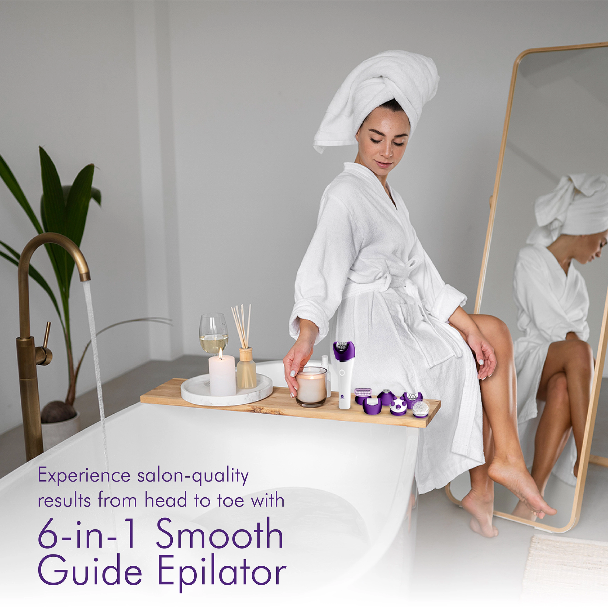 Pursonic Women's 6-in-1 Smooth Glide Epilator – Multi-Function Hair Removal & Skin Care System