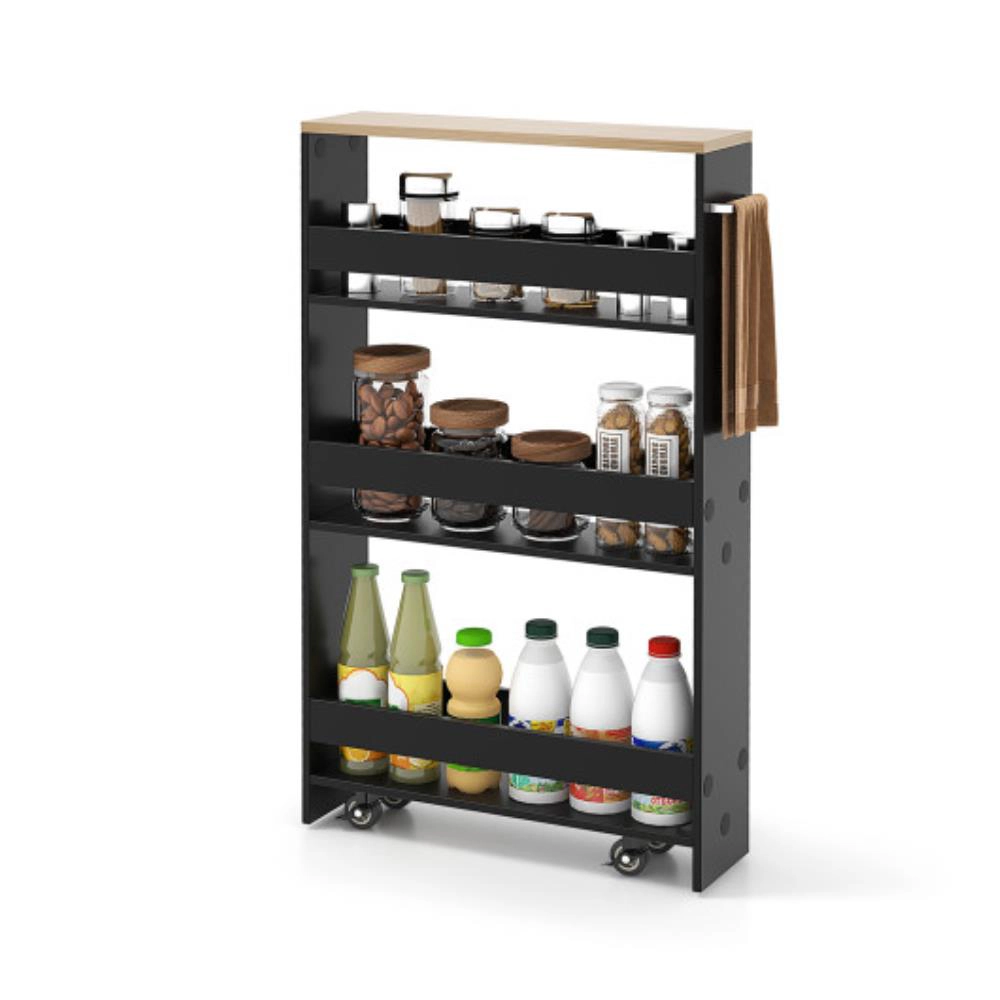Hivvago Rolling Kitchen Slim Storage Cart Mobile Shelving Organizer with Handle