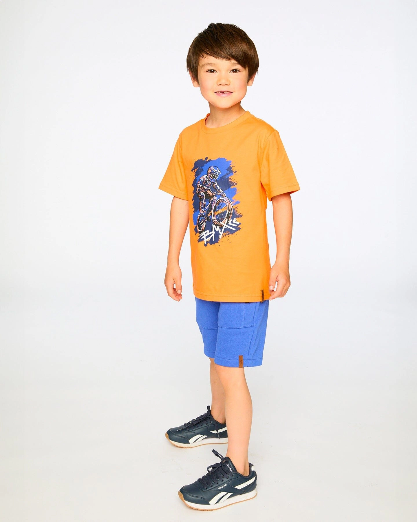 Deux par Boys Organic Cotton Jersey T-Shirt with Bmx Print