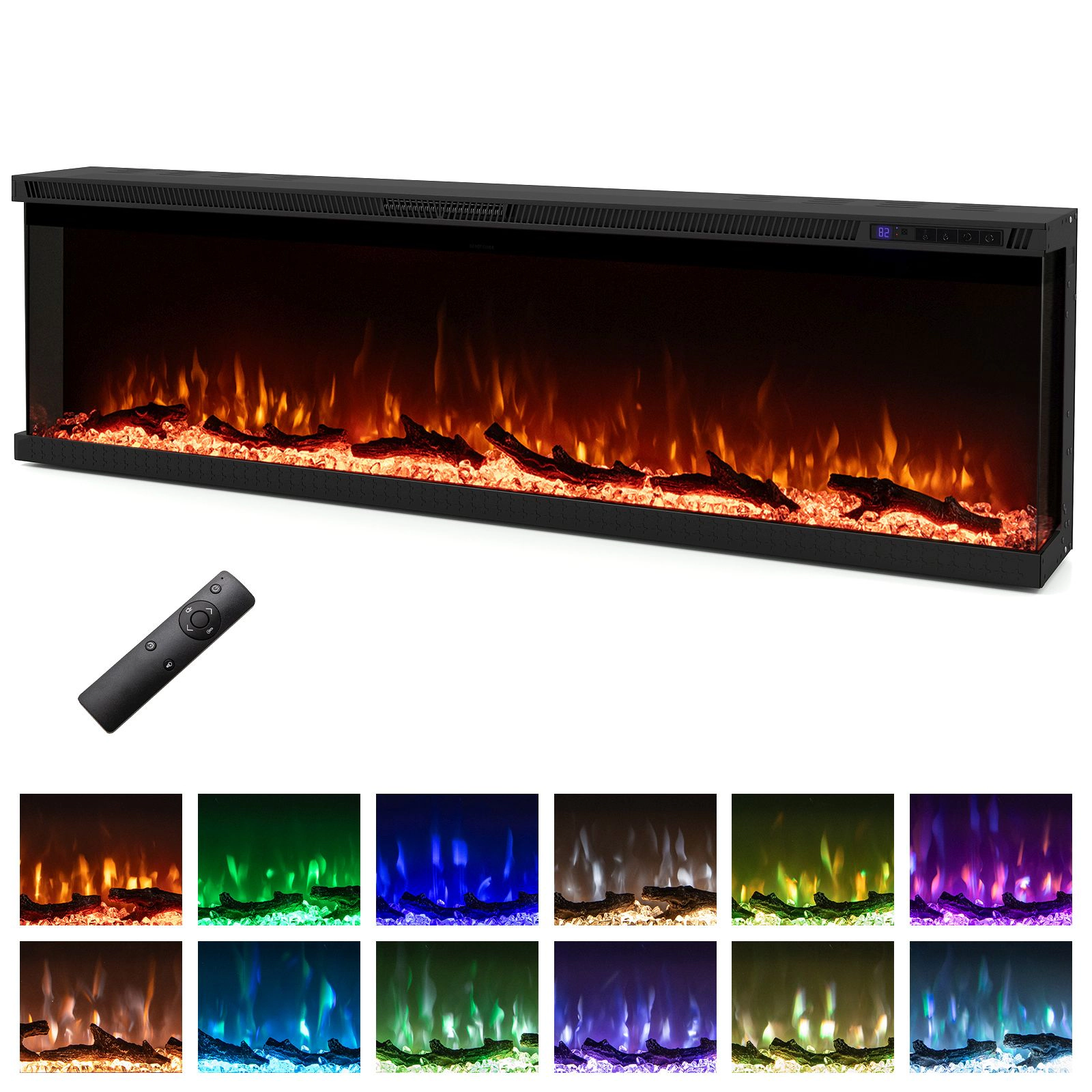 SlickBlue 60 Inch Electric Fireplace Insert with Remote Control