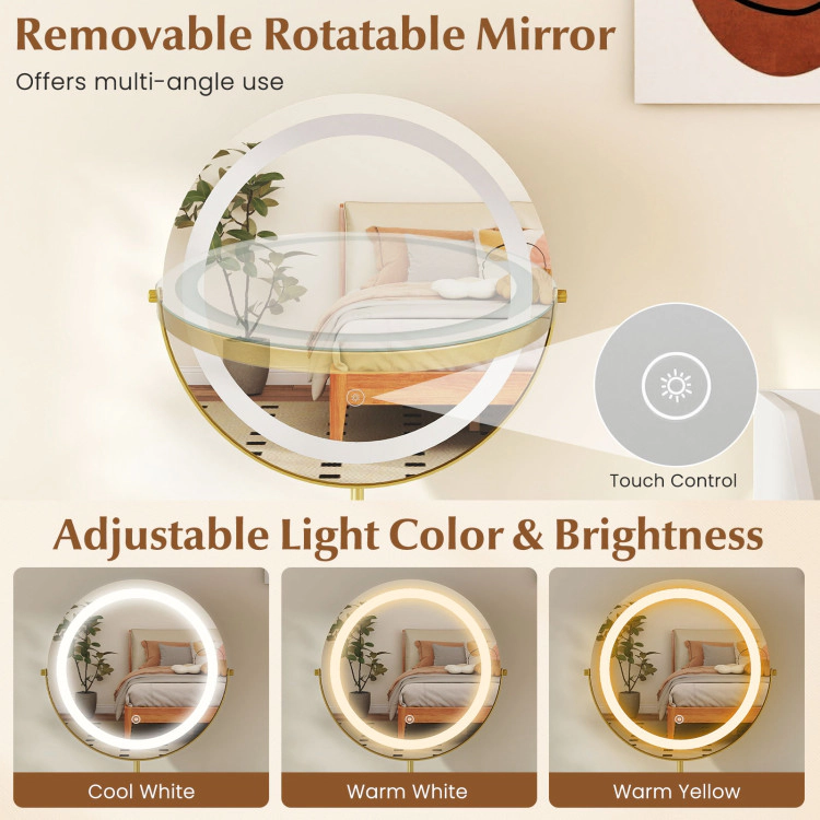 Hivvago Vanity Desk With Rotatable Lighted Mirror 55 Inch Makeup Vanity Table